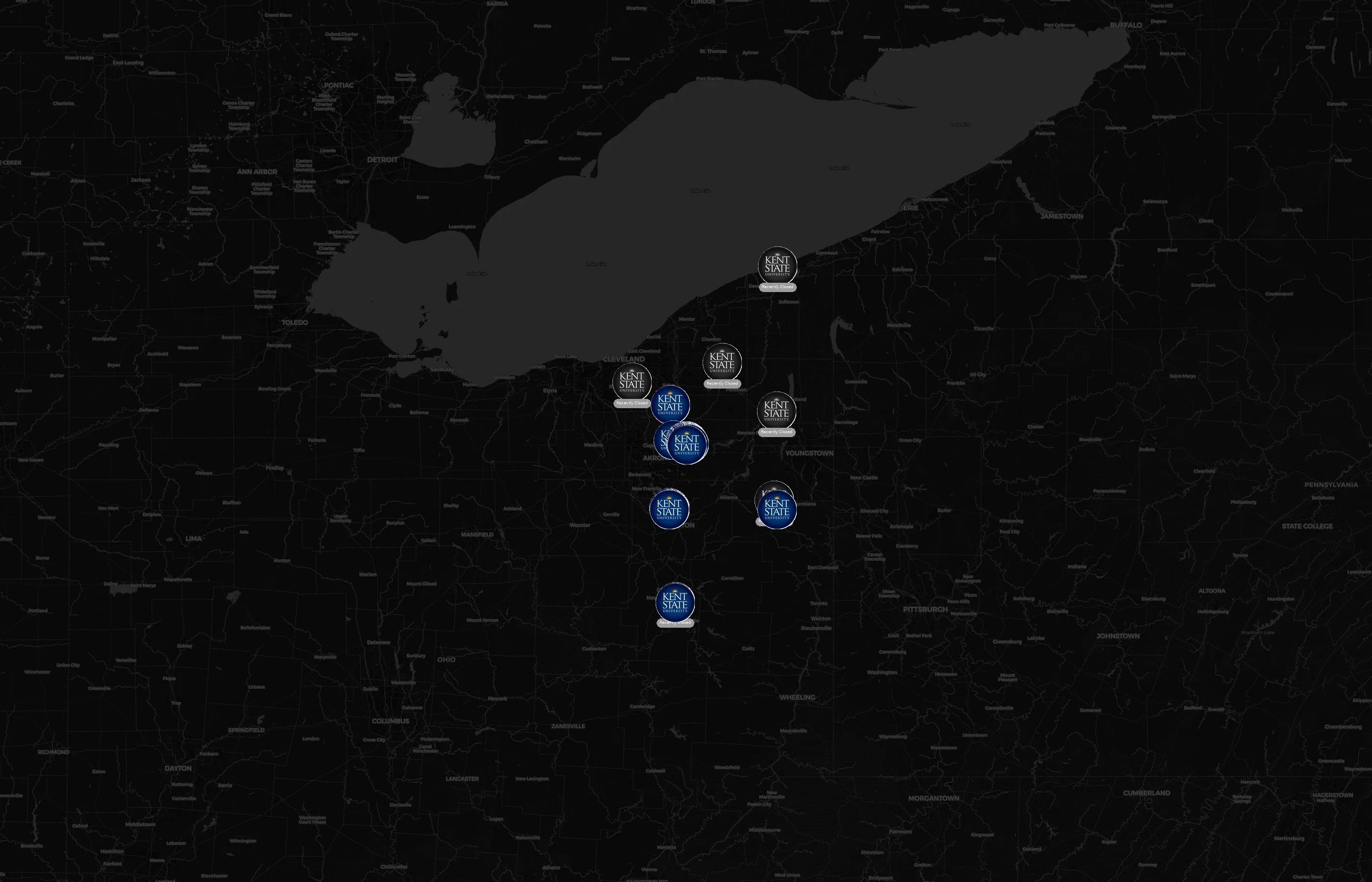 Kent State University city distribution
