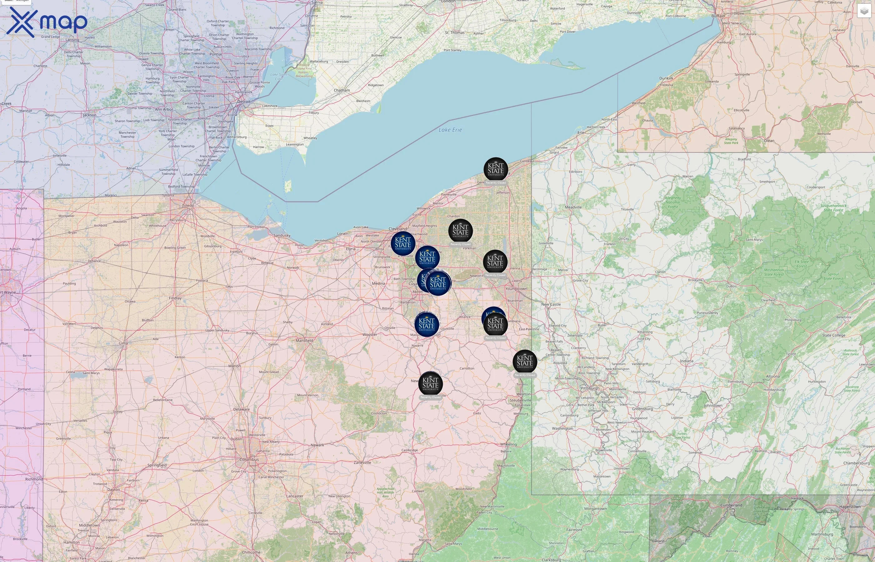 Kent State University street hotspots