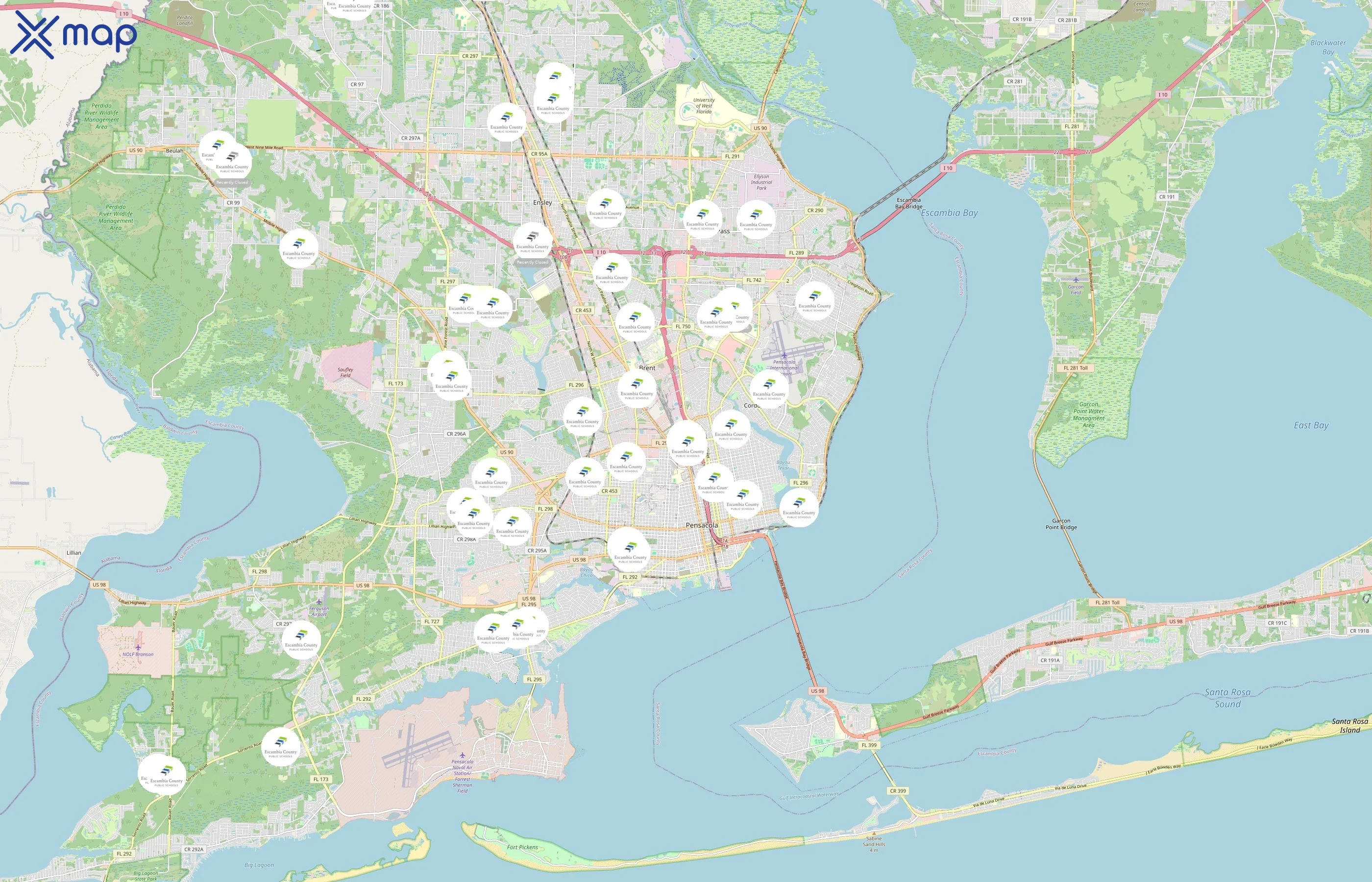 Escambia County School District area coverage