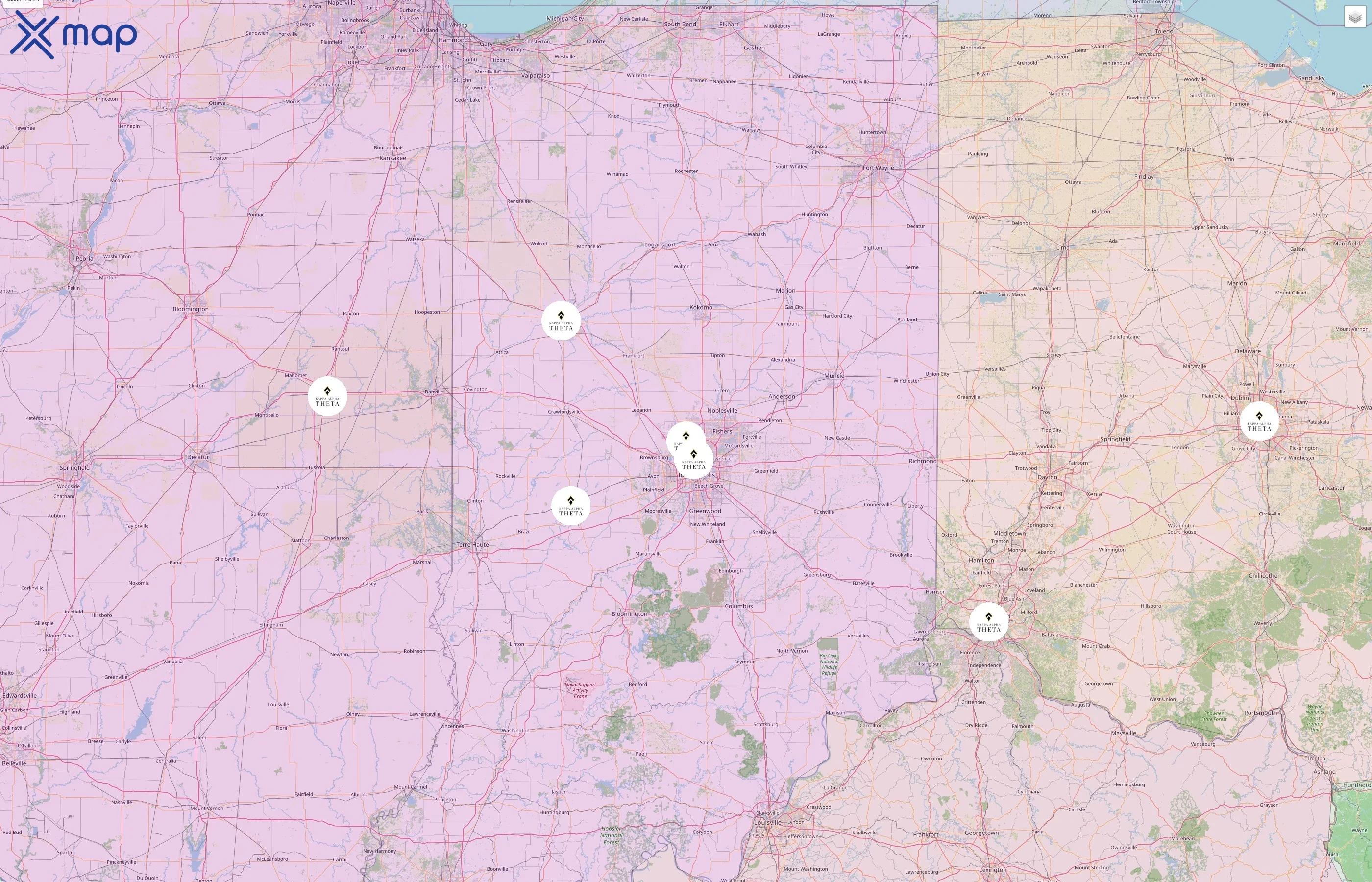 Kappa Alpha Theta street hotspots
