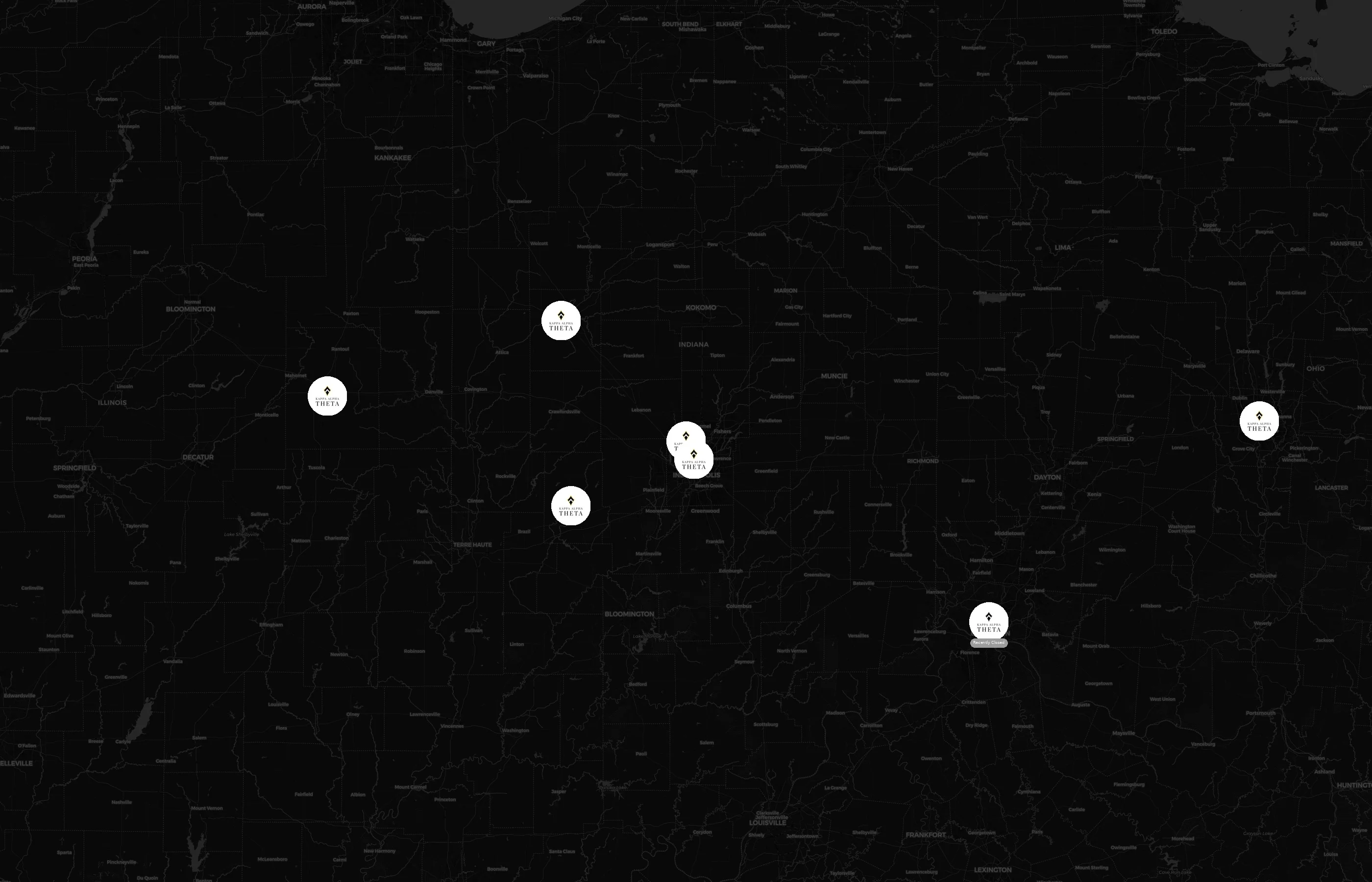 Kappa Alpha Theta city distribution