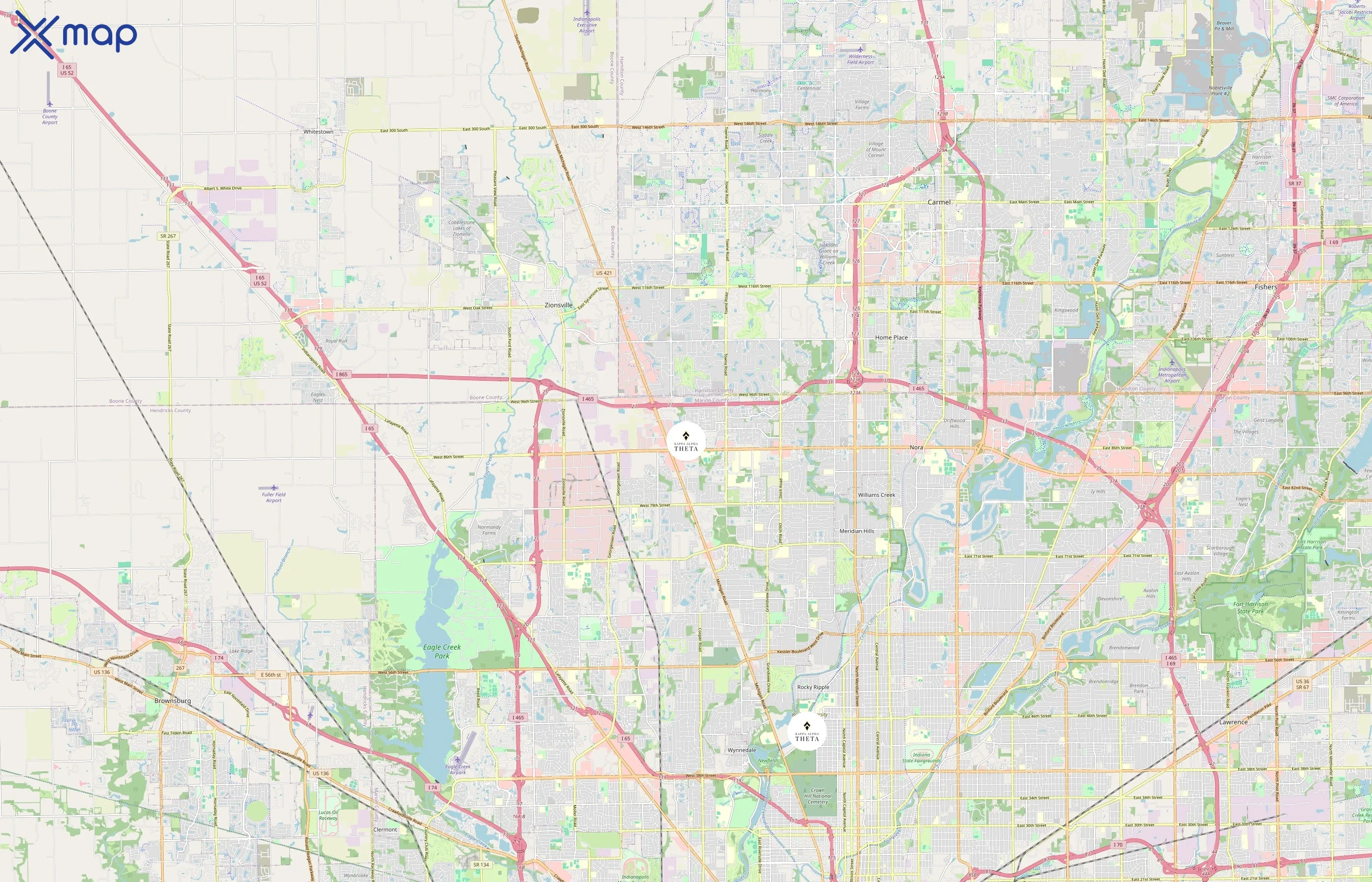 Kappa Alpha Theta area coverage