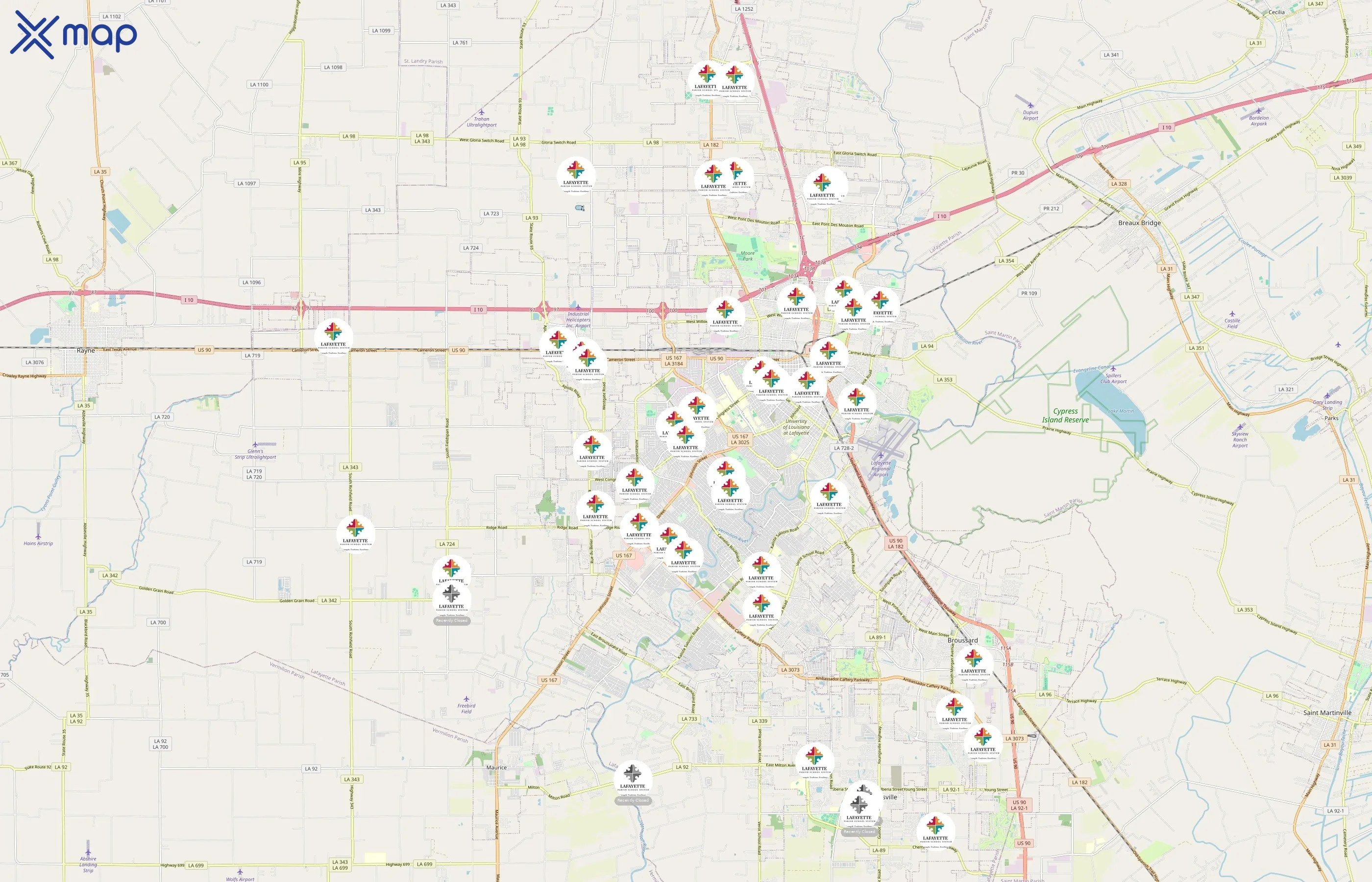 Lafayette Parish School System area coverage