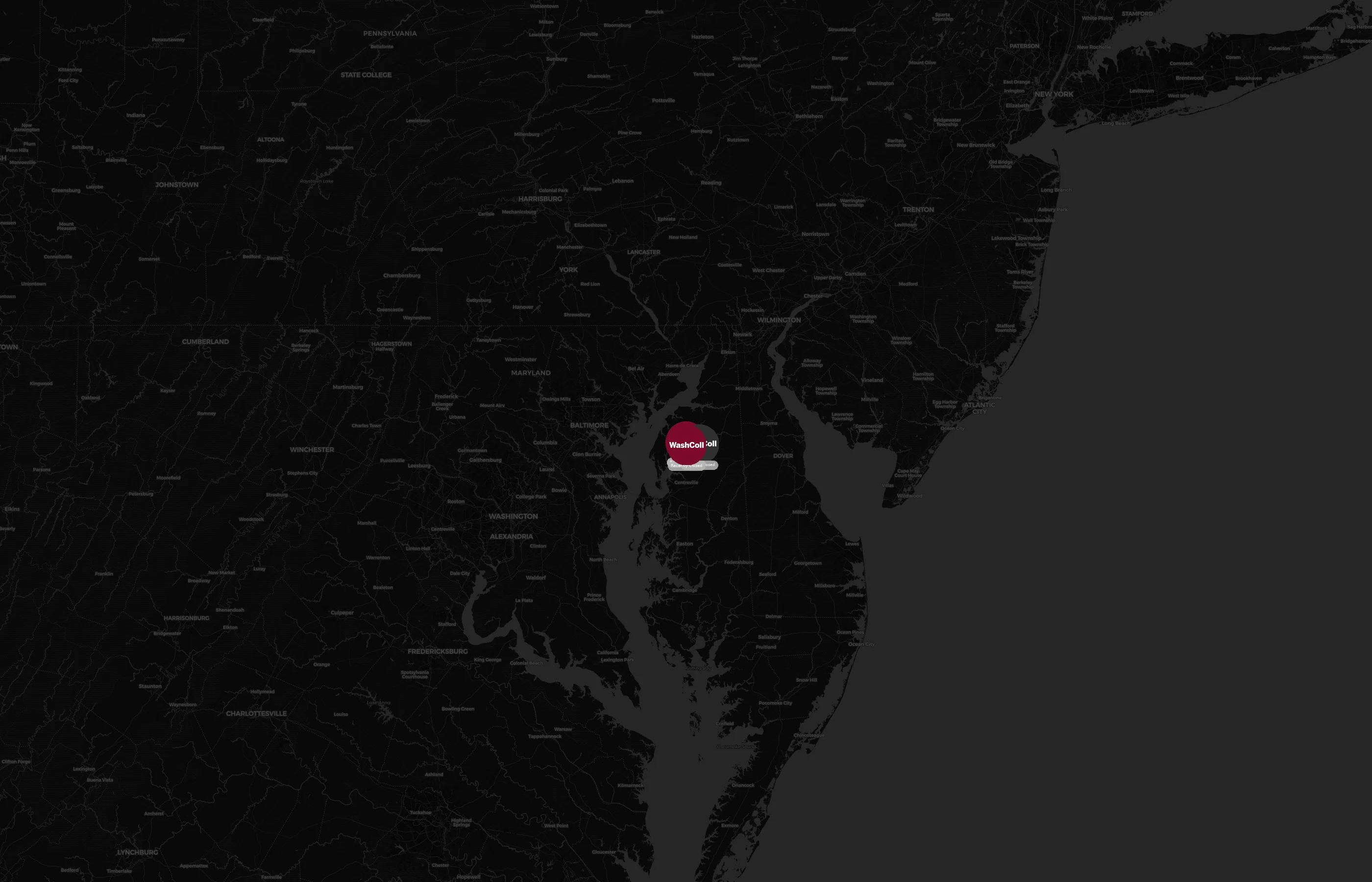Washington College city distribution