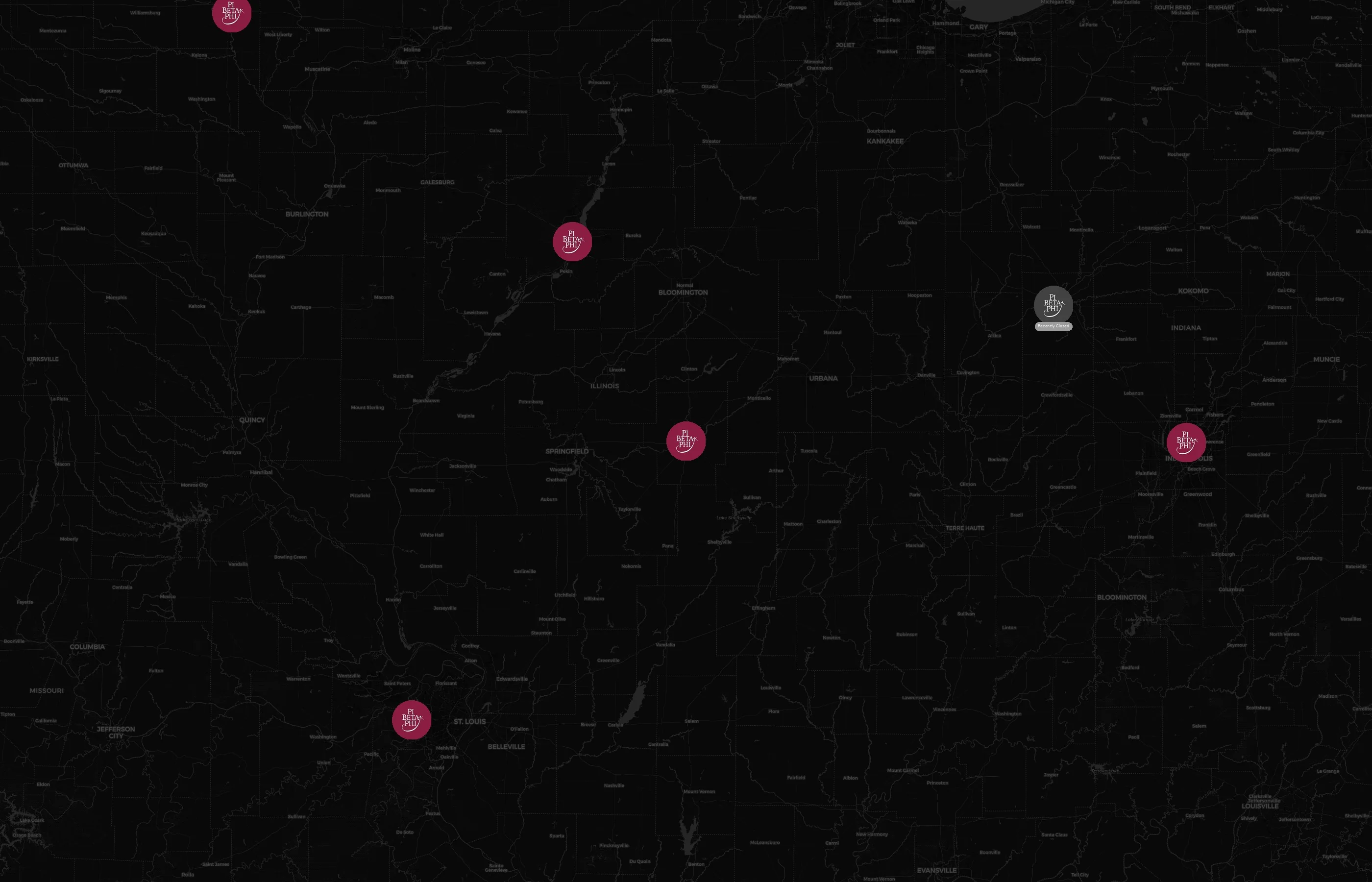 Pi Beta Phi city distribution