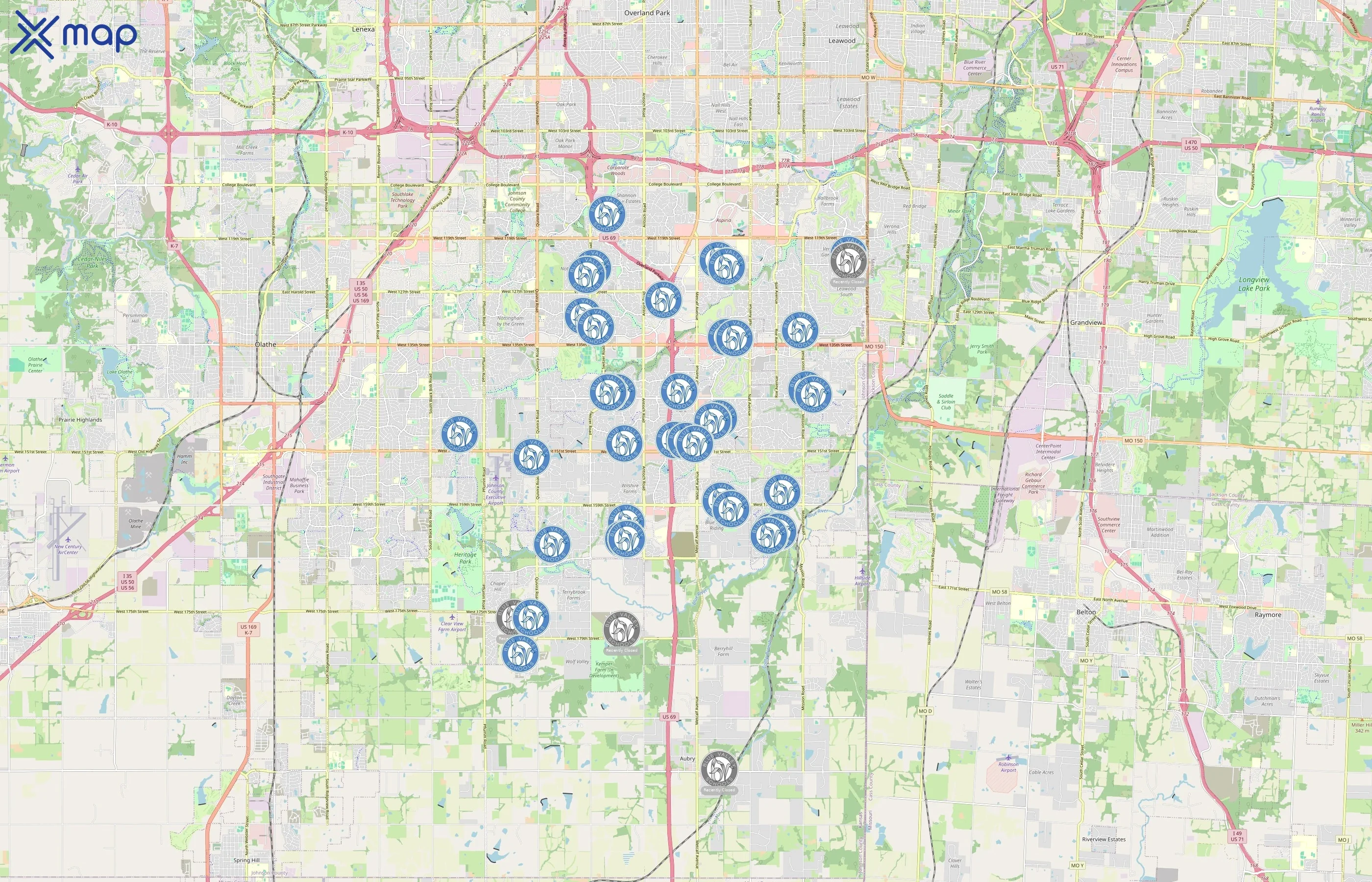 Blue Valley Unified School District 229 area coverage