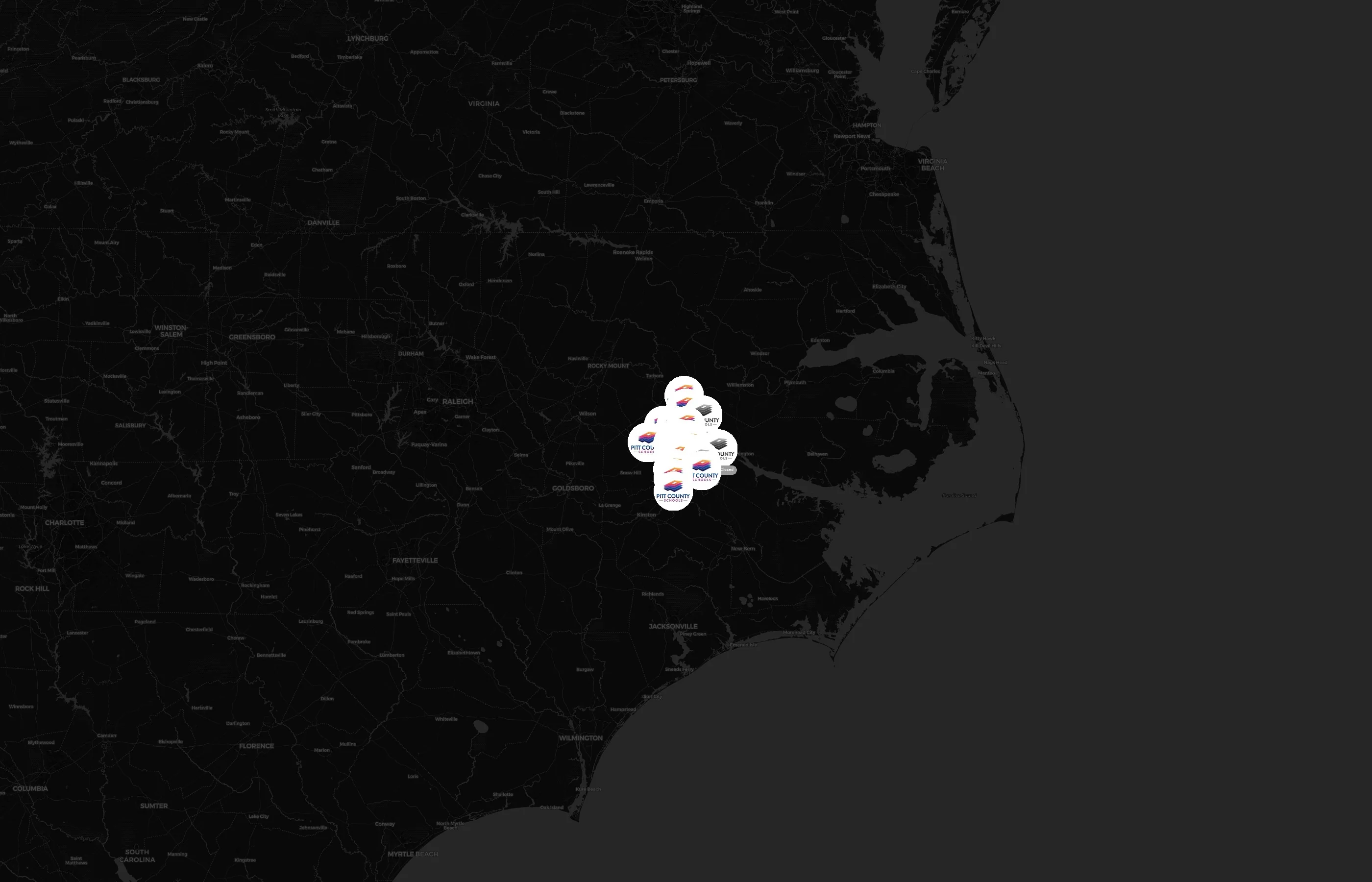 Pitt County Schools city distribution