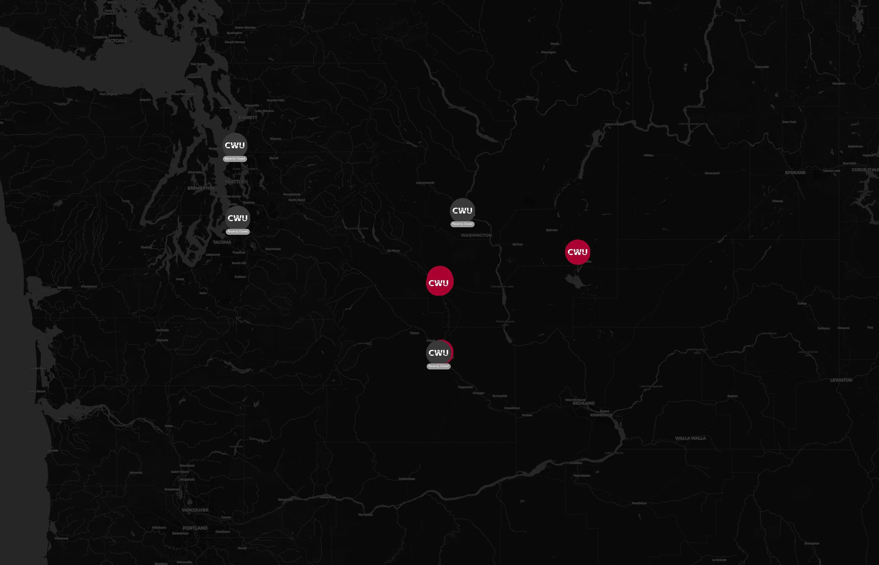 Central Washington University city distribution