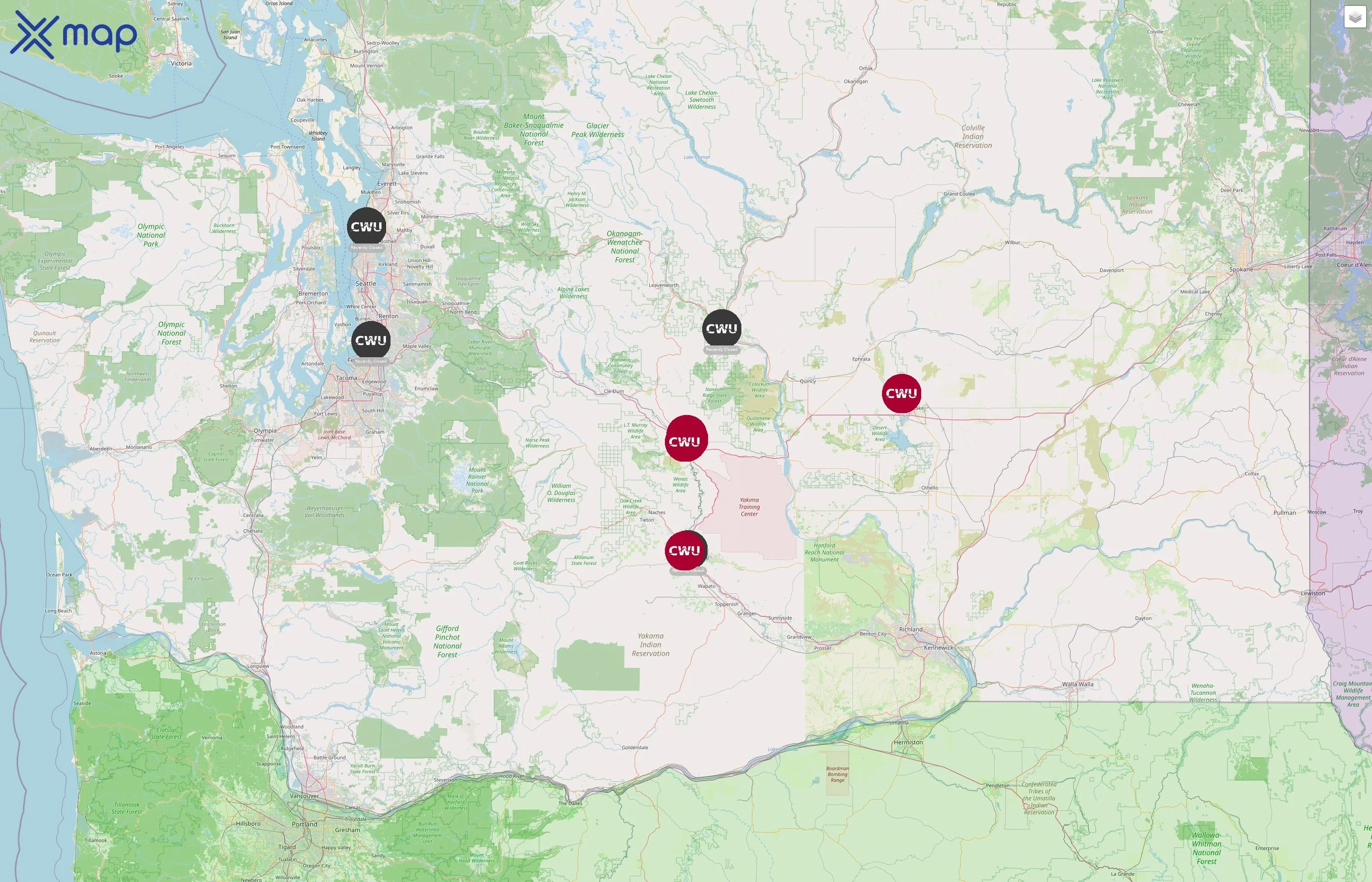Central Washington University street hotspots