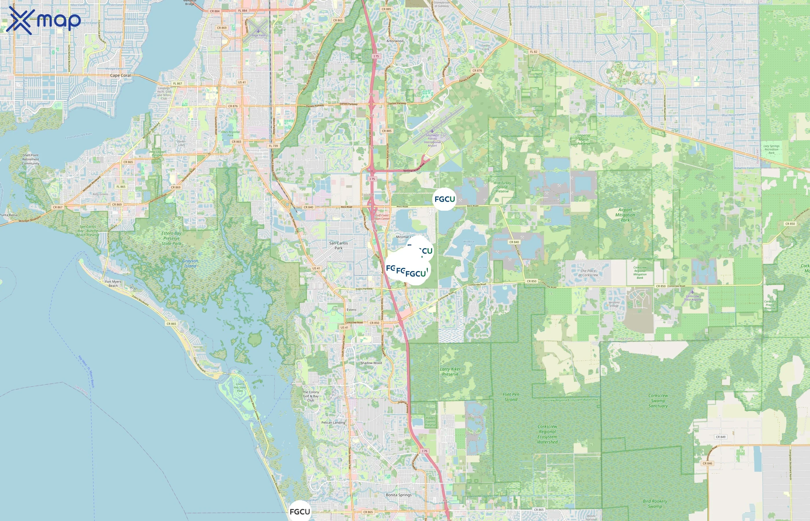 Florida Gulf Coast University area coverage