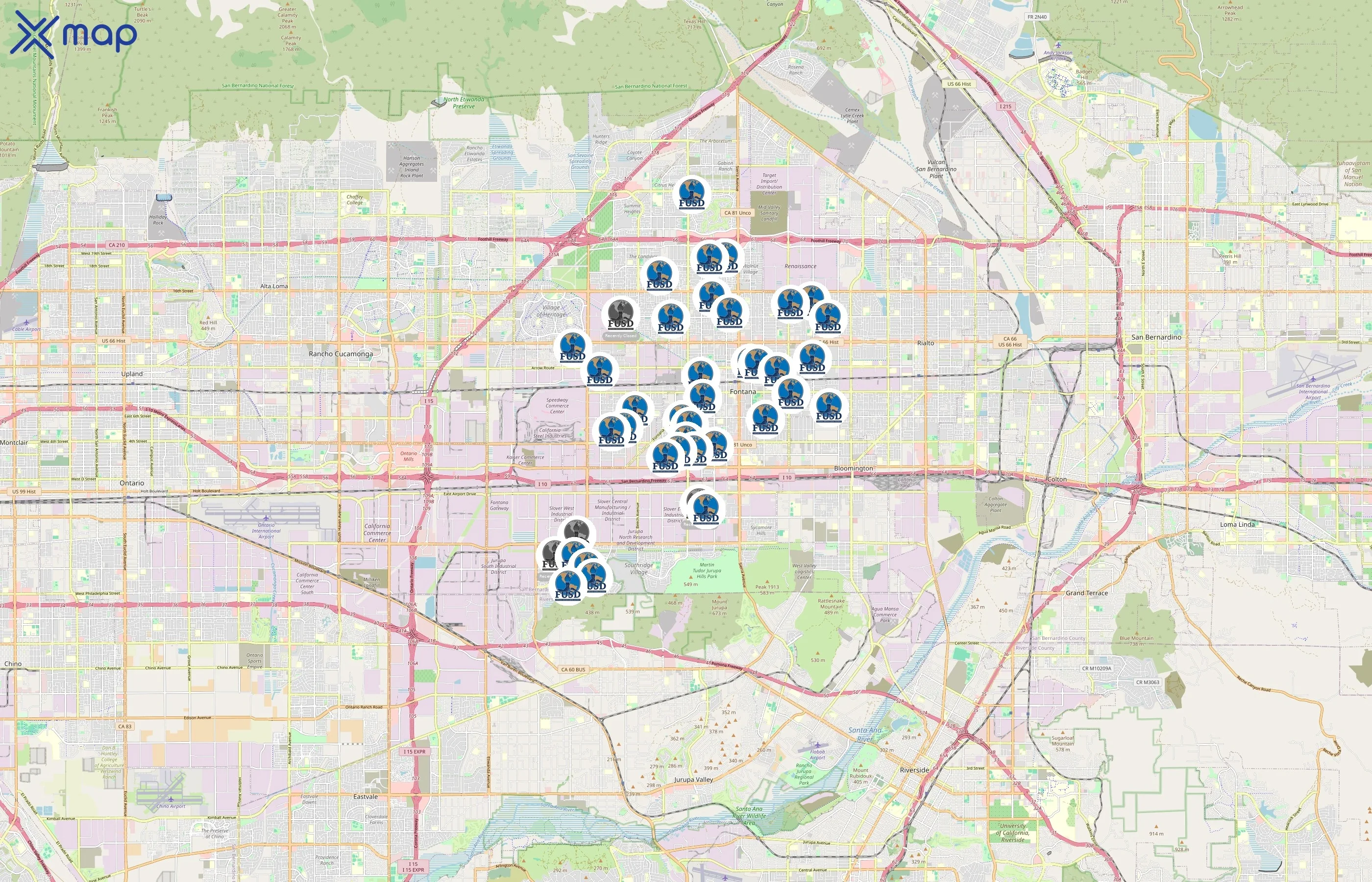 Fontana Unified School District area coverage