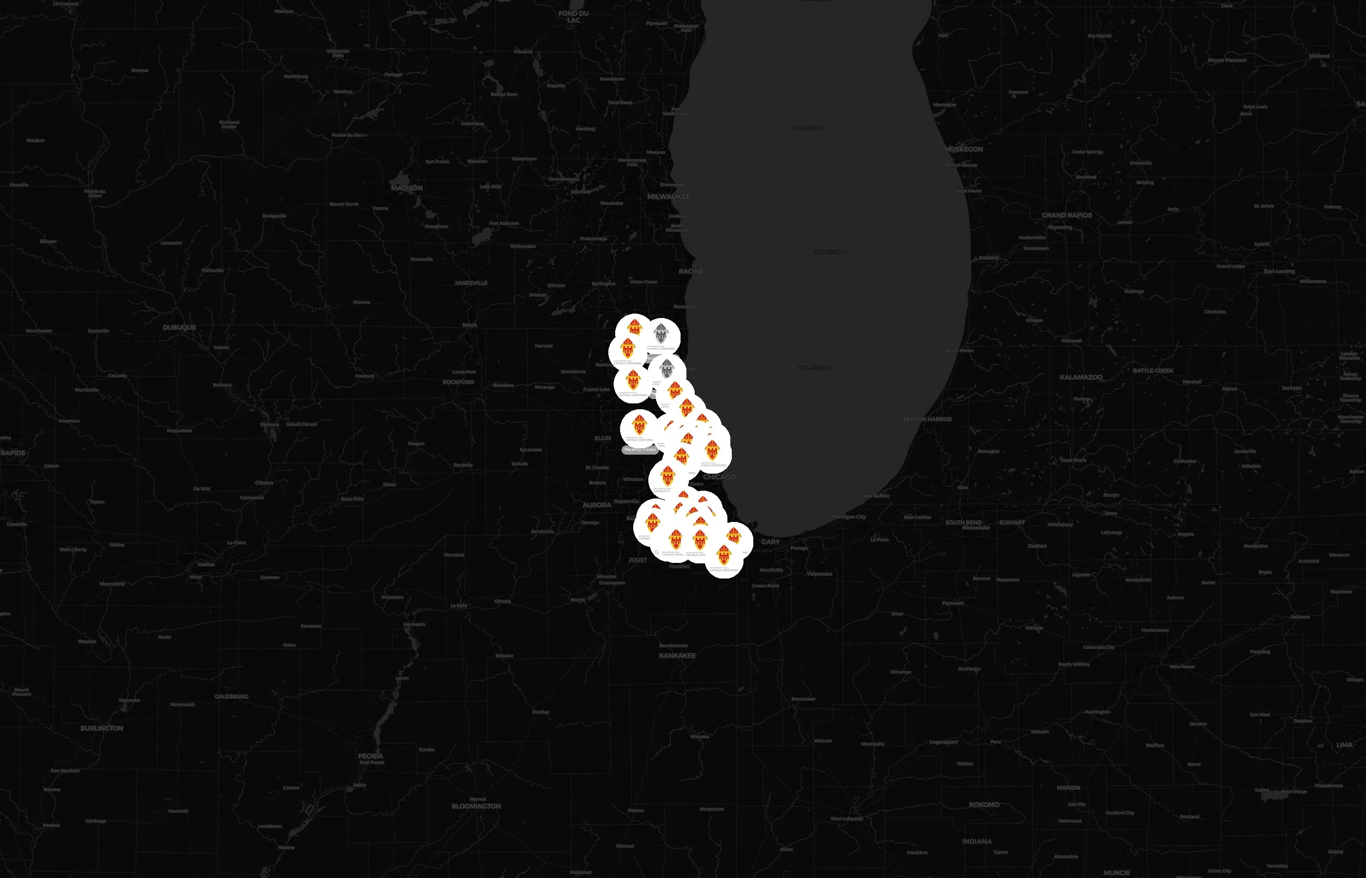 Catholic Cemeteries of Chicago city distribution
