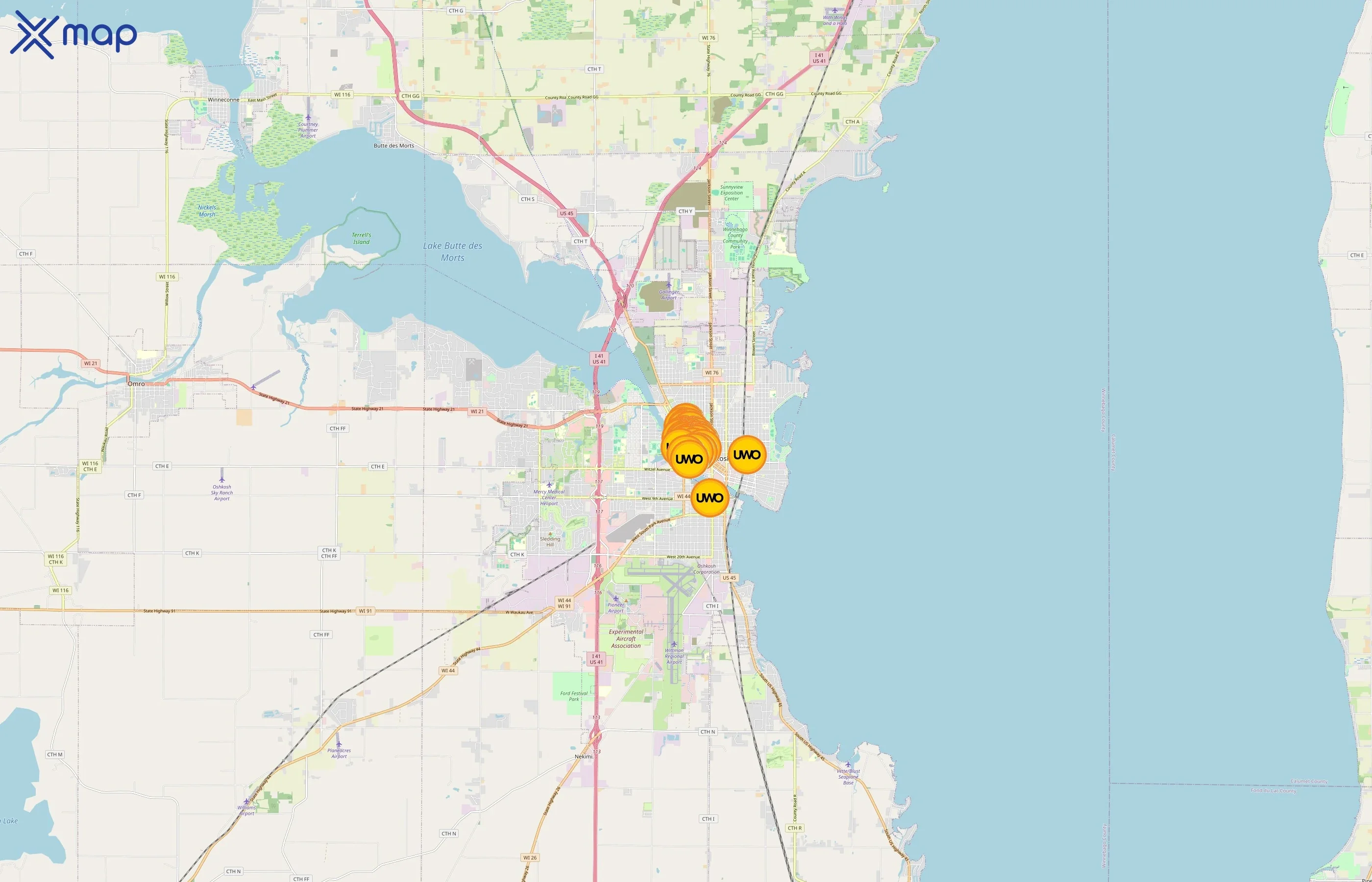 University of Wisconsin–Oshkosh area coverage