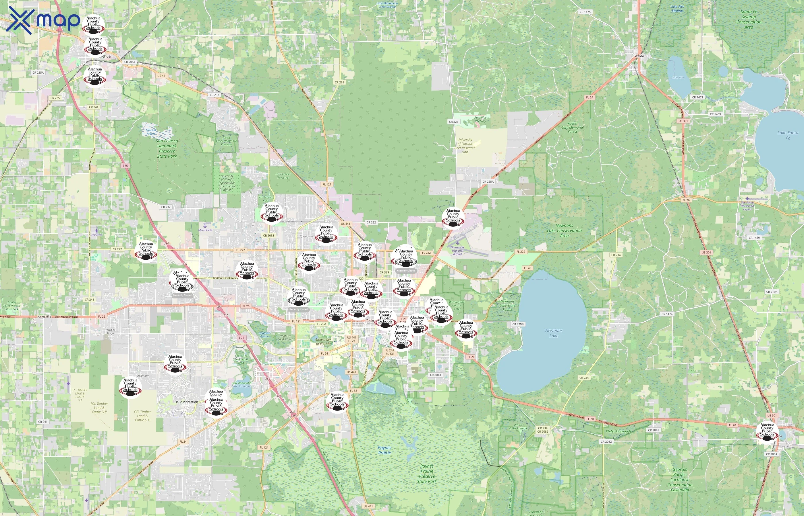 Alachua County Public Schools area coverage