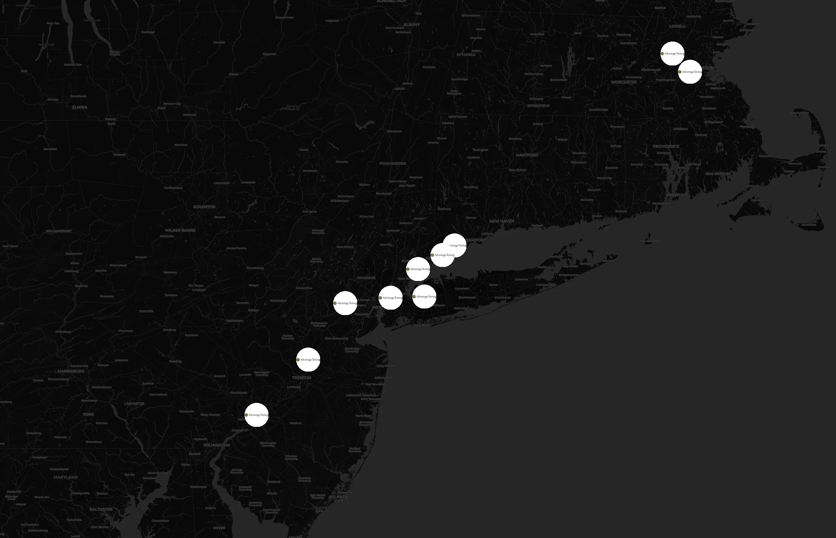 Advantage Testing city distribution