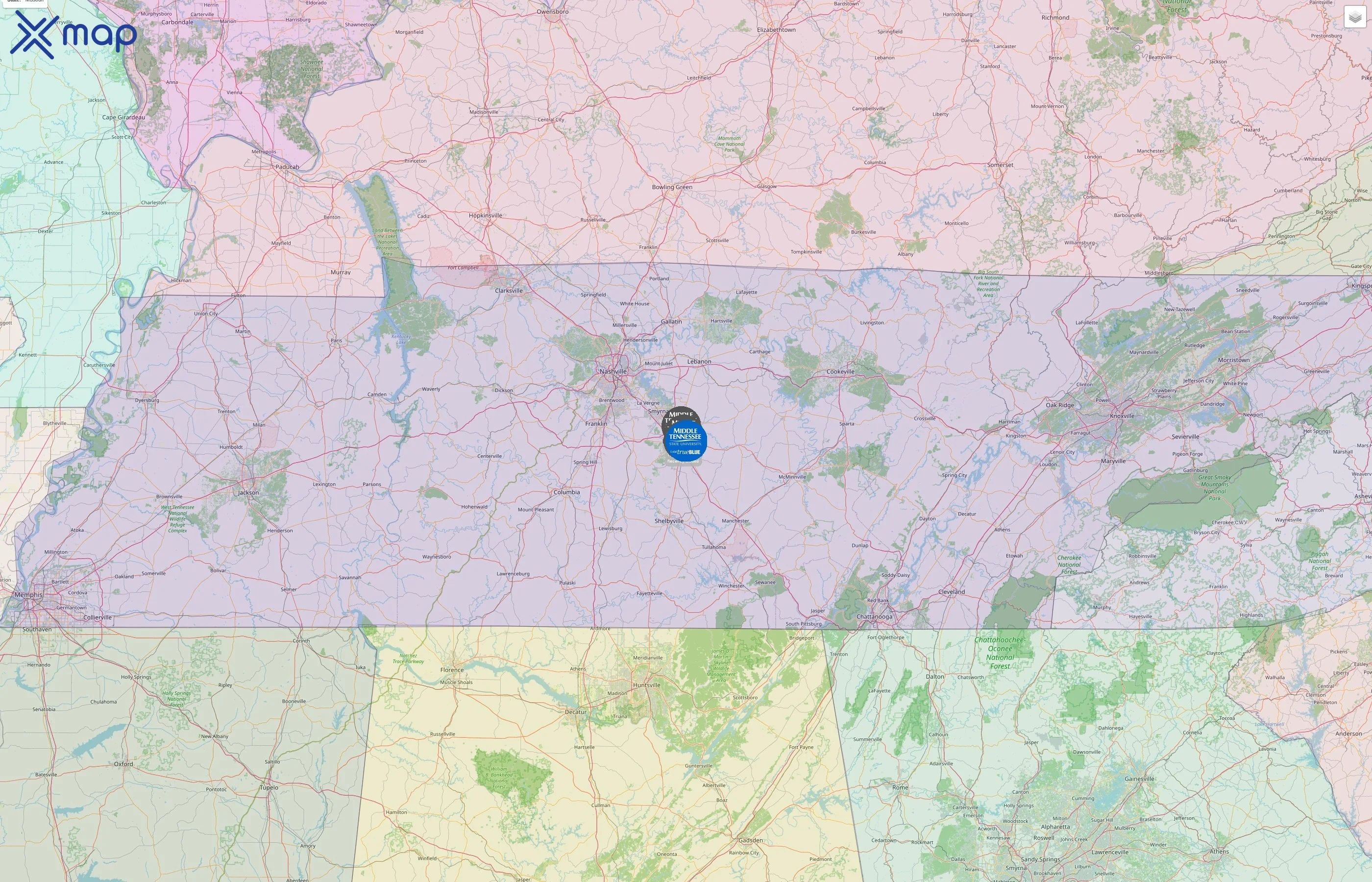 Middle Tennessee State University street hotspots