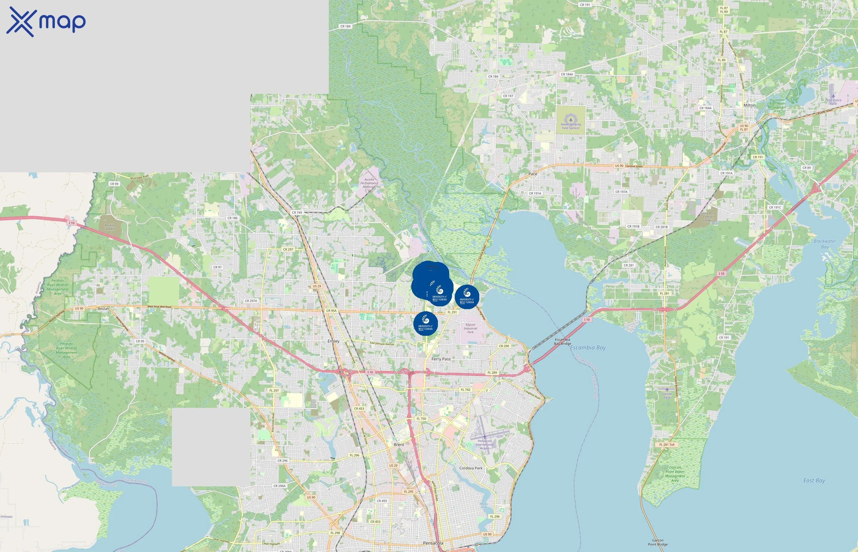 University of West Florida area coverage