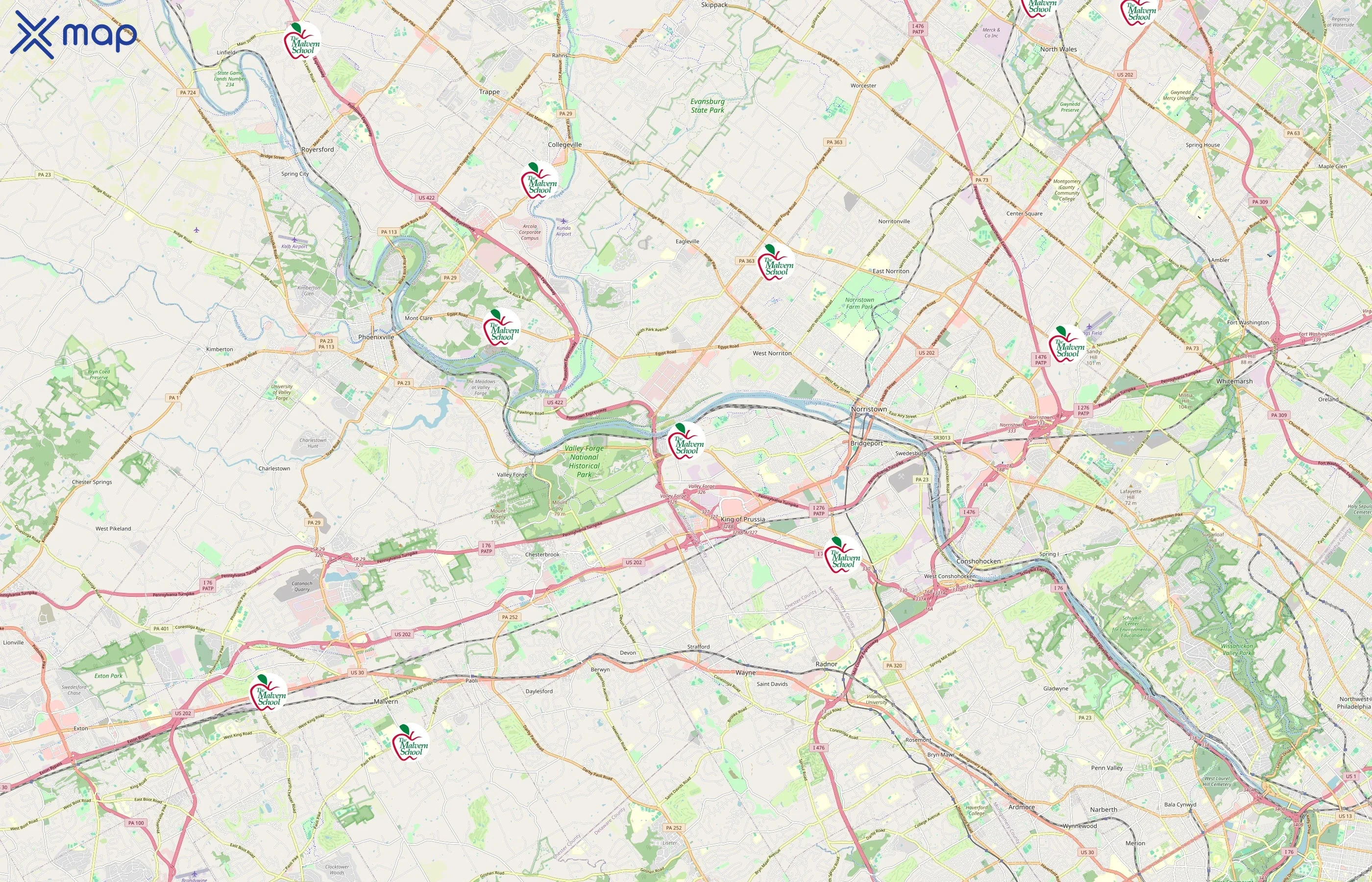 The Malvern School area coverage
