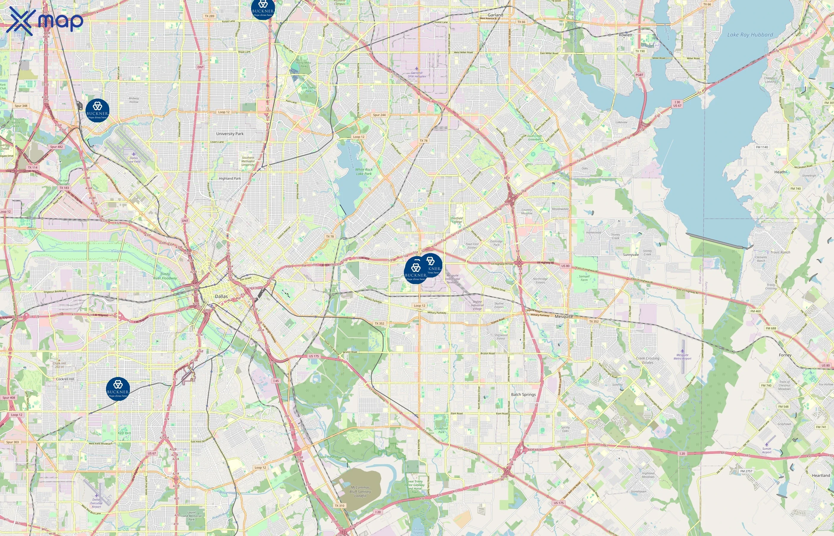 Buckner International area coverage
