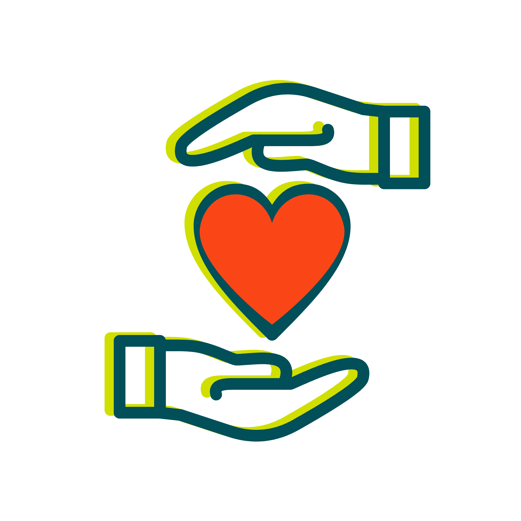 Casa de Amistad icono de un gráfico que incita a donar a través de acciones