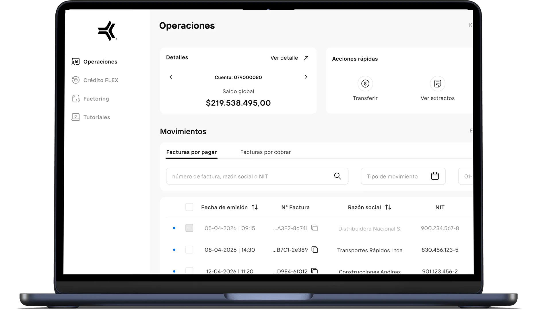 Plataforma financiera todo en uno. Solicita créditos, paga tu nómina y automatiza tu operación.