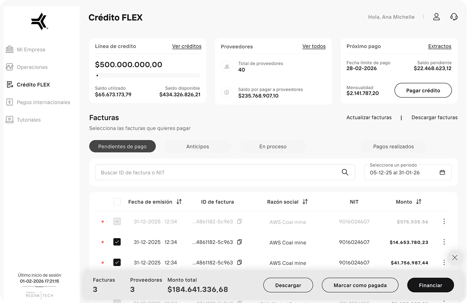 Plataforma financiera todo en uno. Solicita créditos, paga tu nómina y automatiza tu operación.