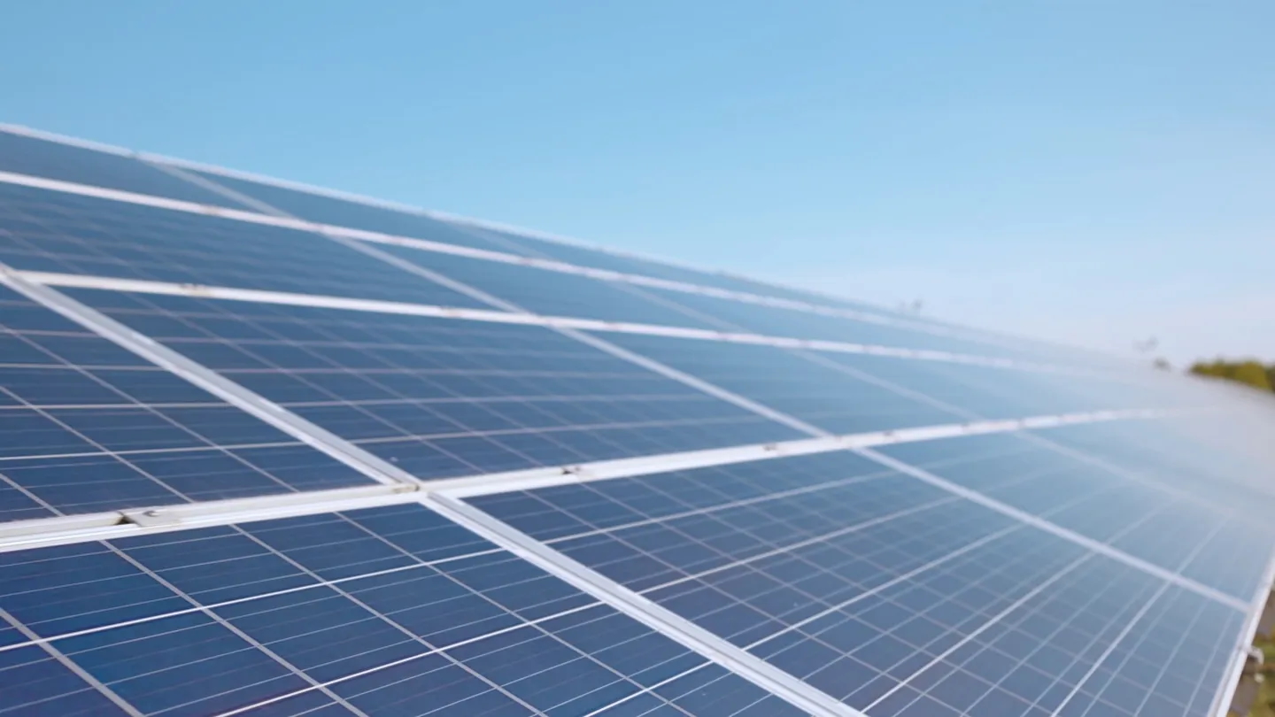 Solar panels against a blue sky