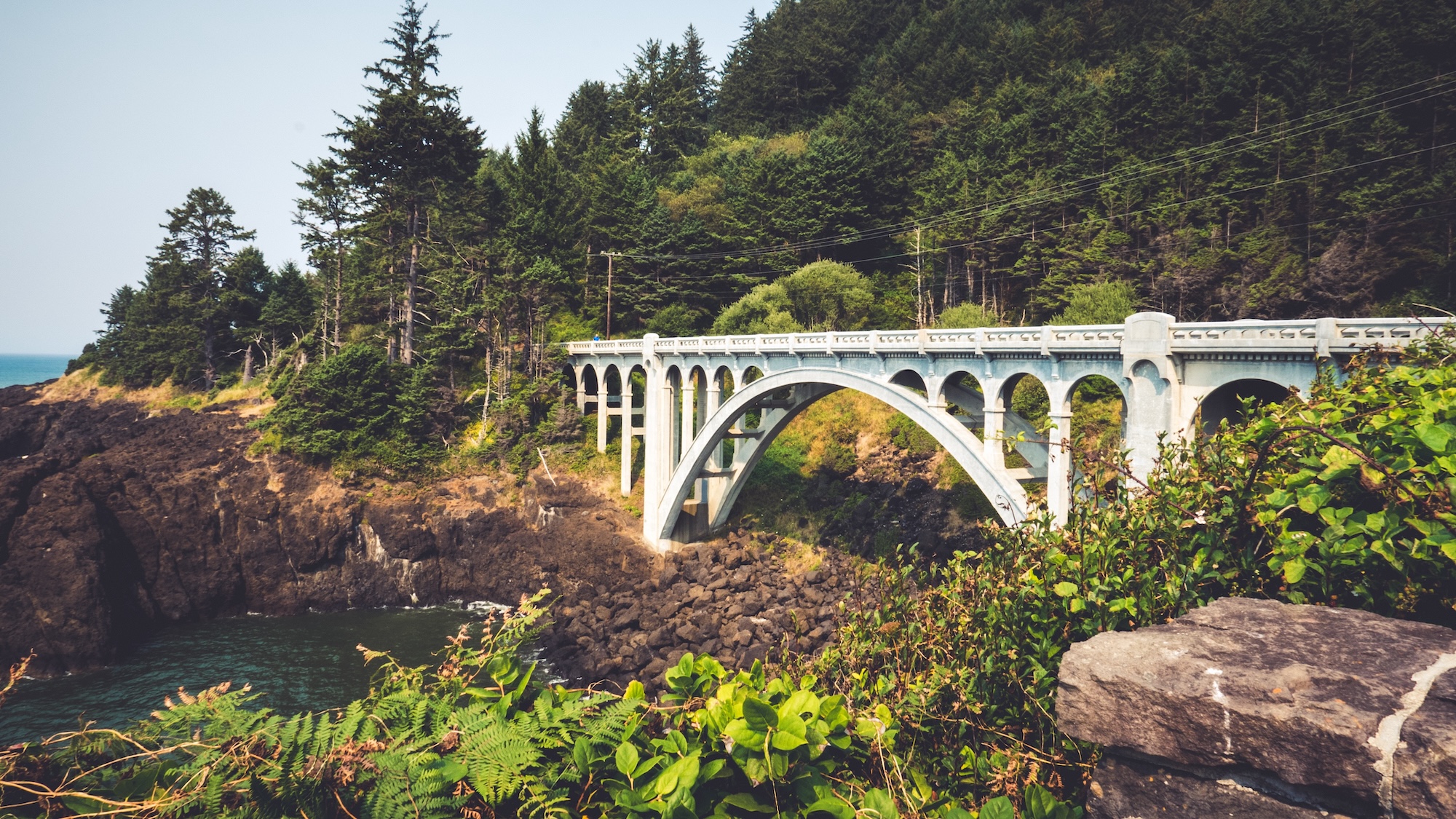 A bridge by the ocean.