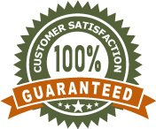 
Green and orange badge with text 'Customer Satisfaction 100% Guaranteed' surrounded by stars, indicating CLEAN TERRA´S  Professional Cleaning Services commitment to quality service.