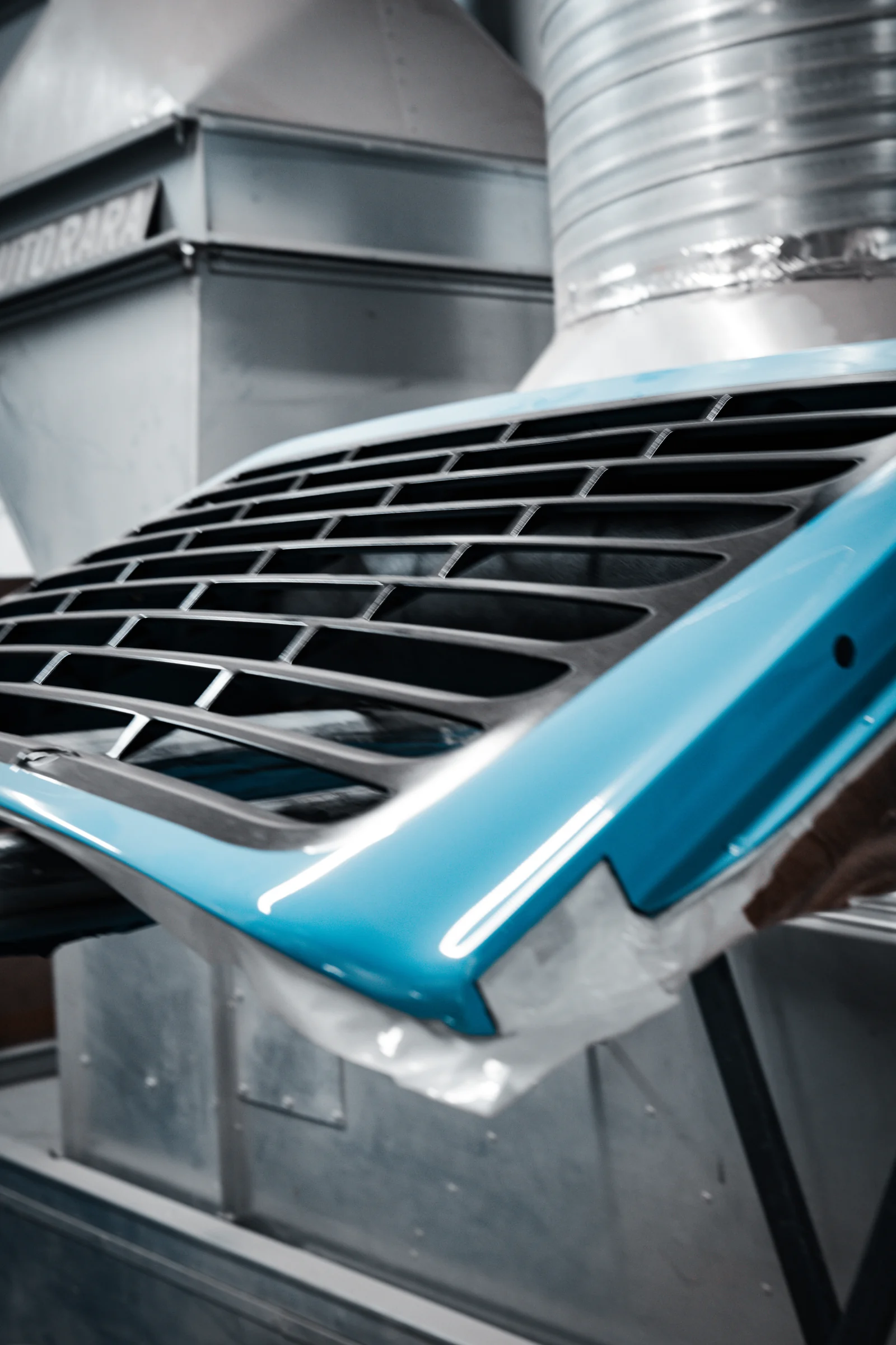 Blue classic Porsche 911 rear grille detail at Auto RARA