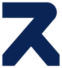 Large navy blue abstract shape on black background resembling a stylized number 5 or letter Z.