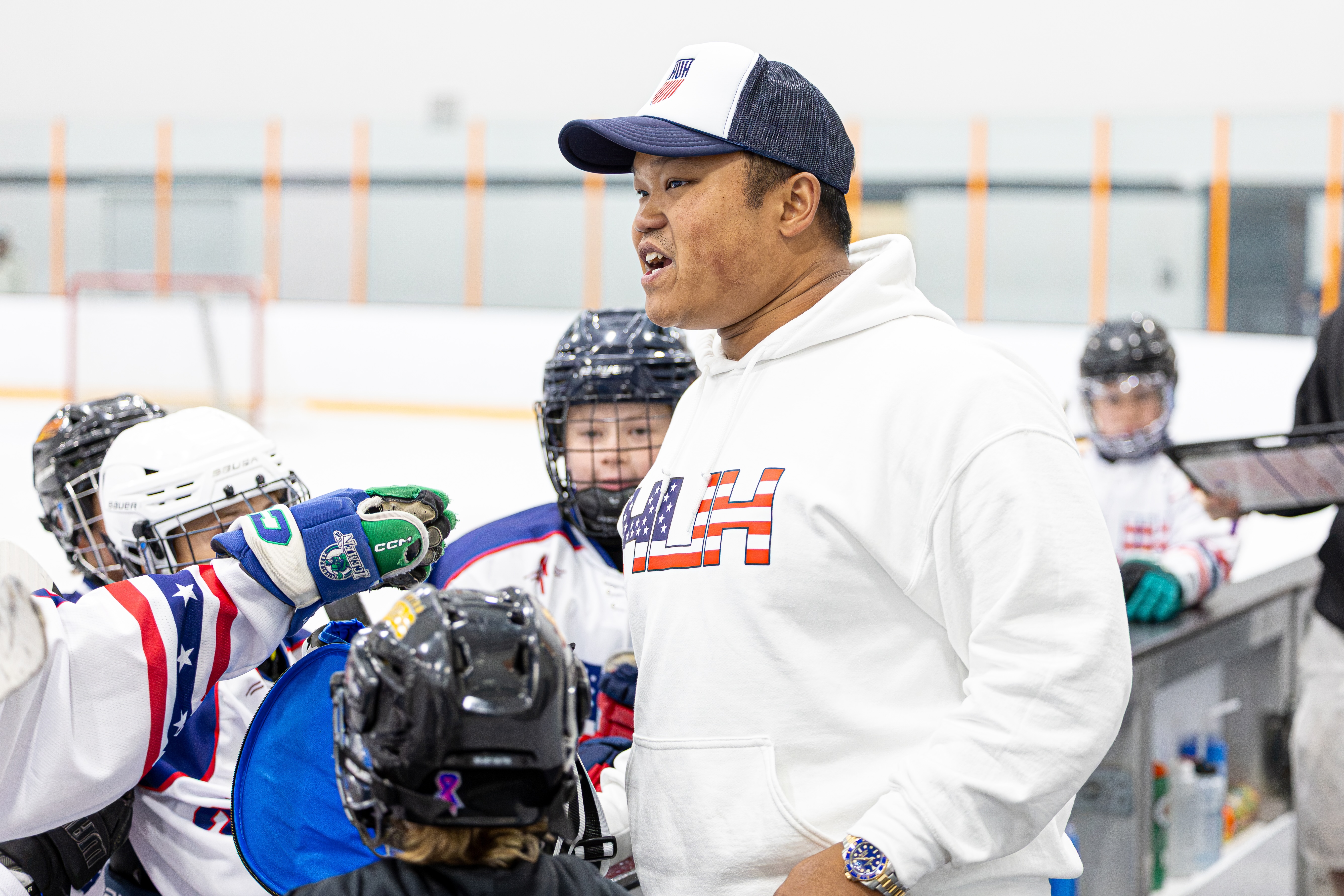 Youth hockey player training with Heads Up Hockey