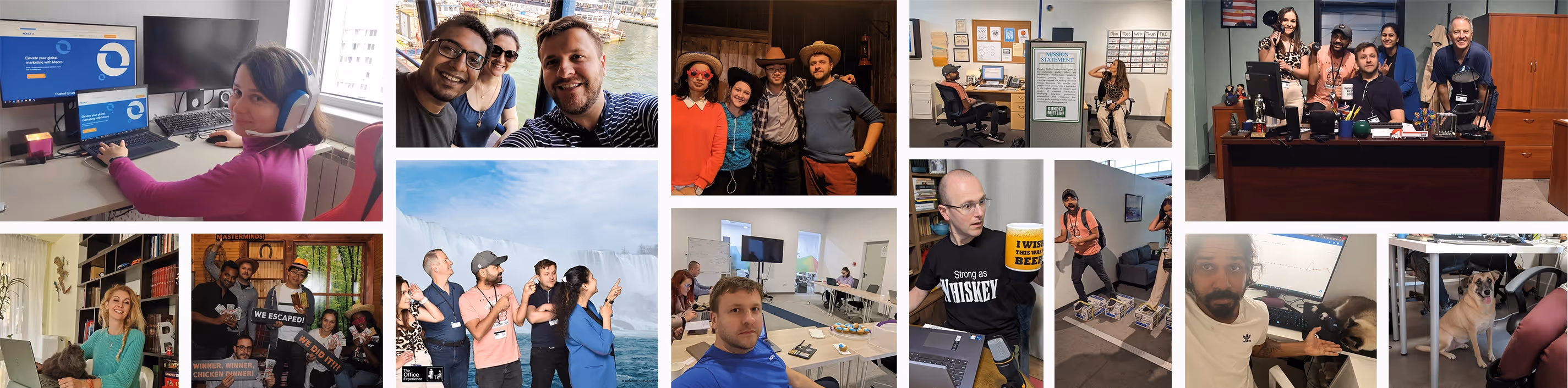 Collage of Macro's team members having fun
