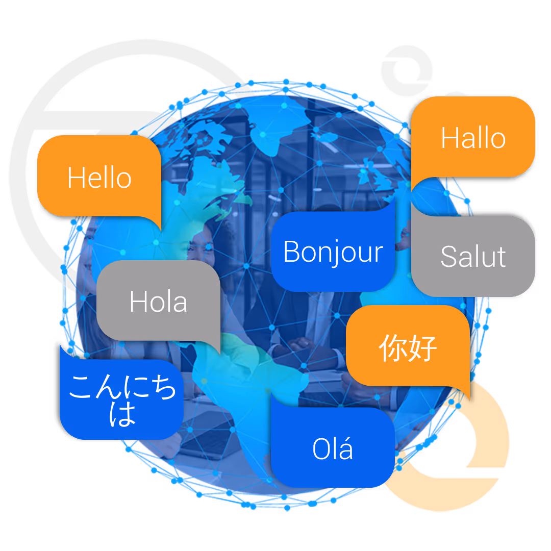 Globe depicting languages spoken by Macro