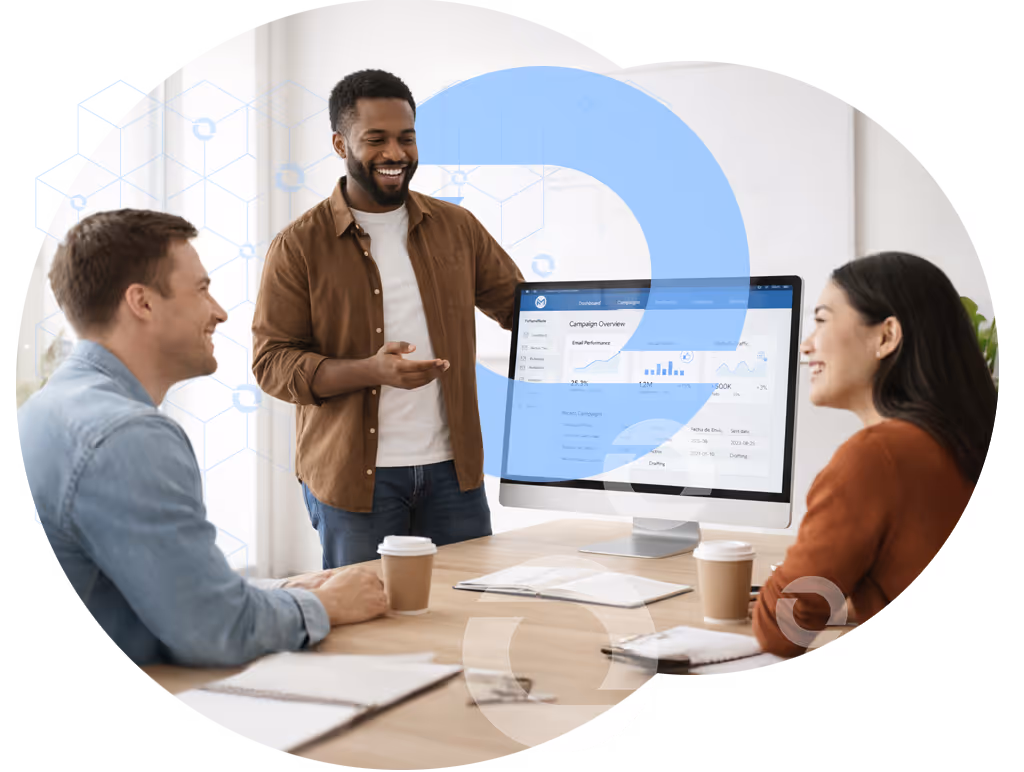 Through-channel Marketing Automation team displaying results on a platform.