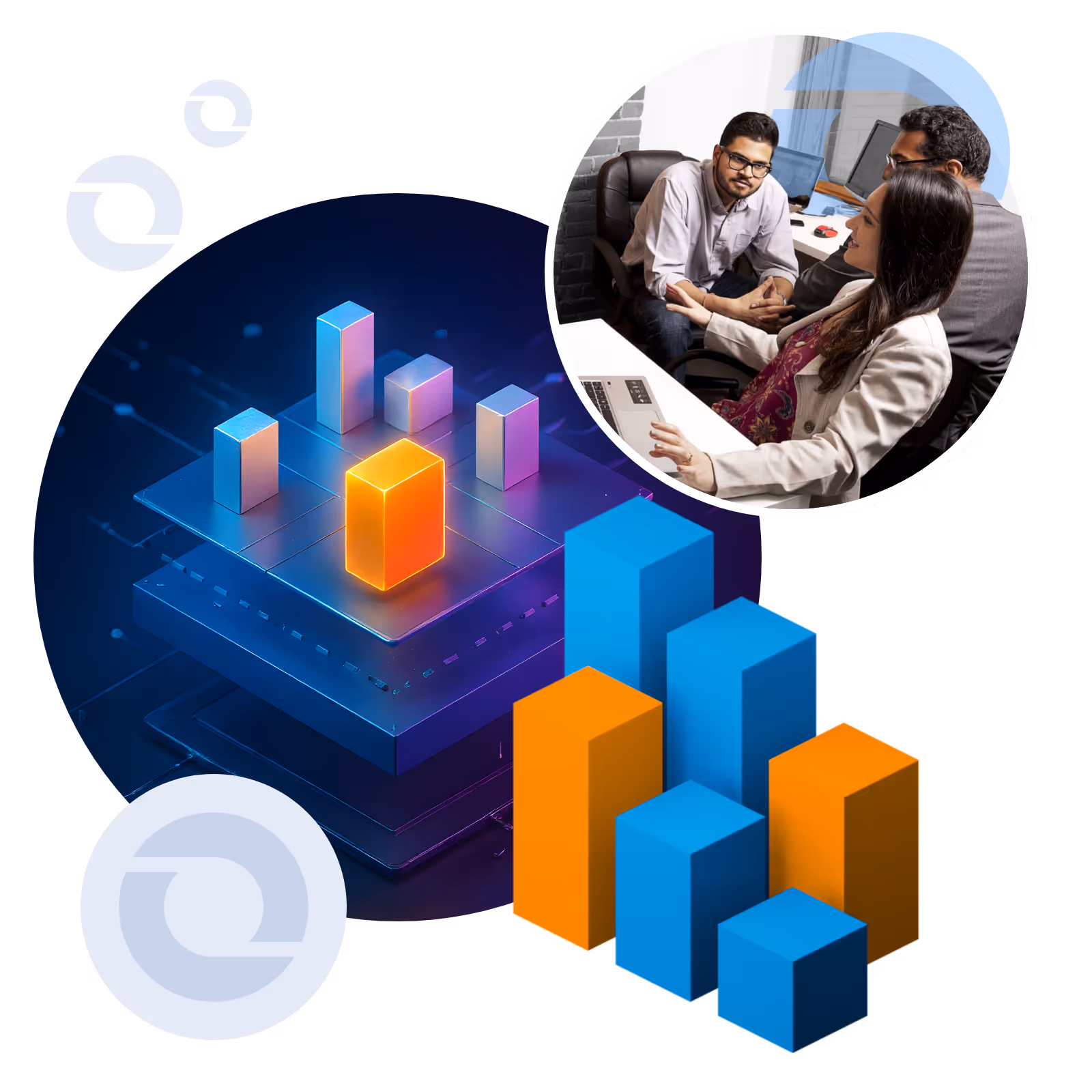 Macro's team members providing CRM Services.