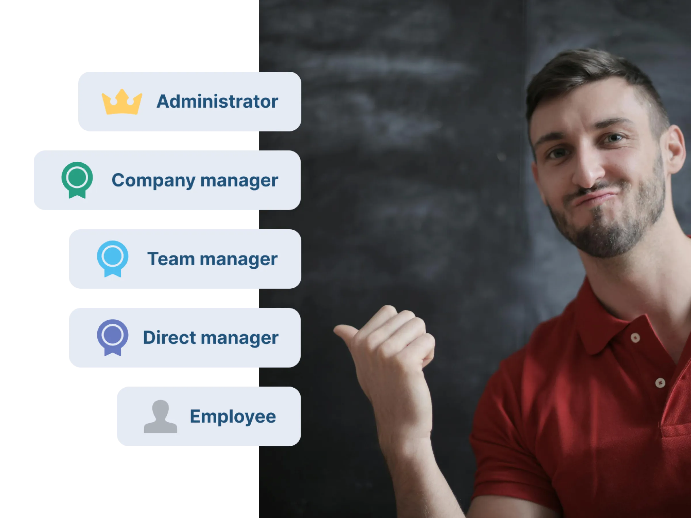 Calamari employee pointing towards the roles & permission list