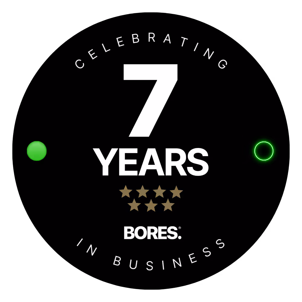 Bores Finance seven years in business badge
