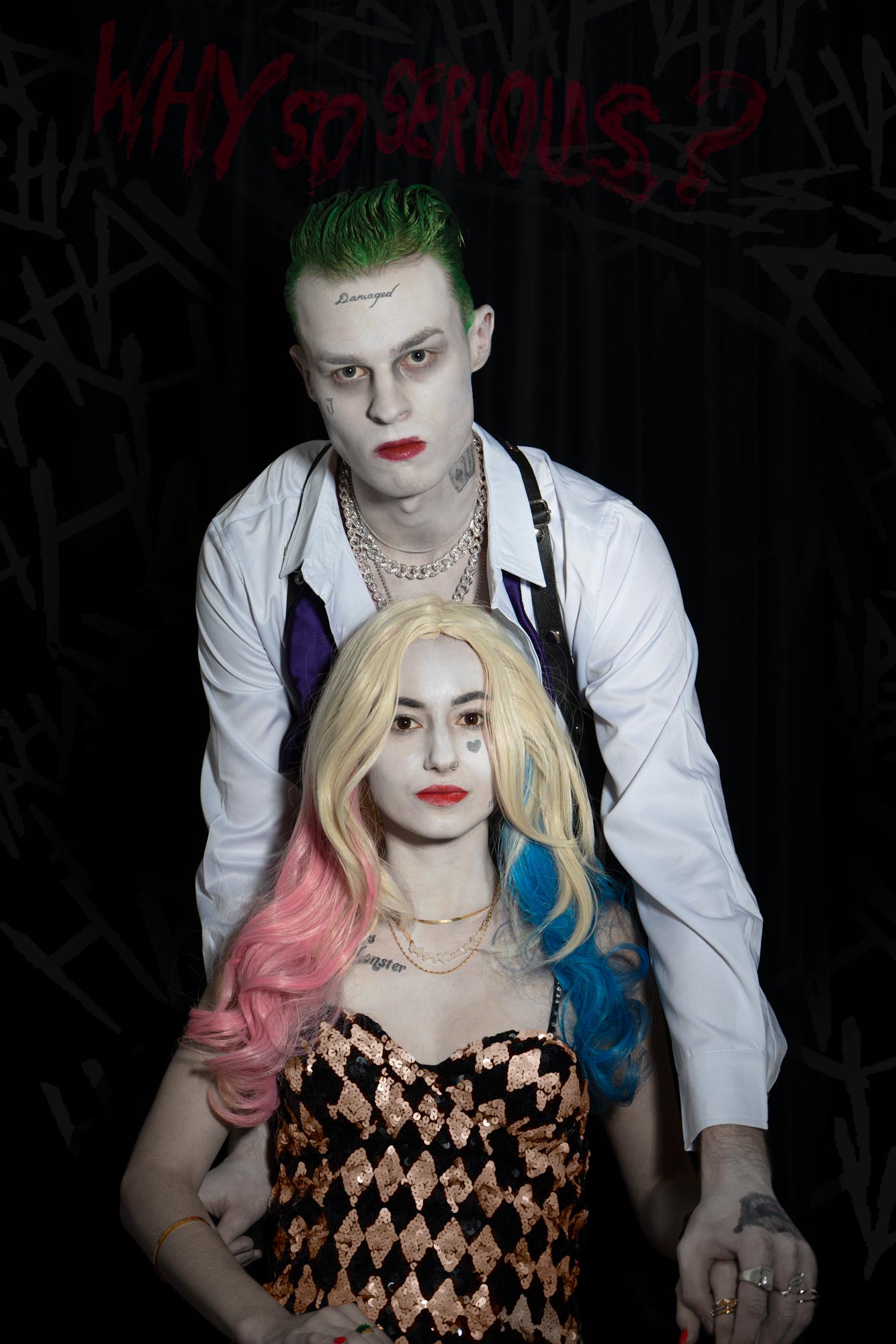 Joker and Harley cosplay for Halloween