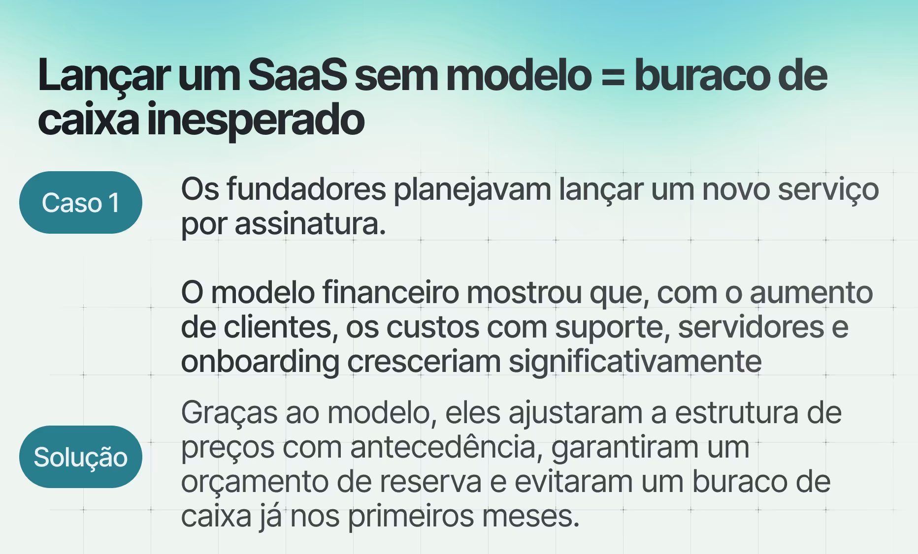 Estudos de caso do modelo financeiro desenvolvido pelos especialistas financeiros da Finmap 