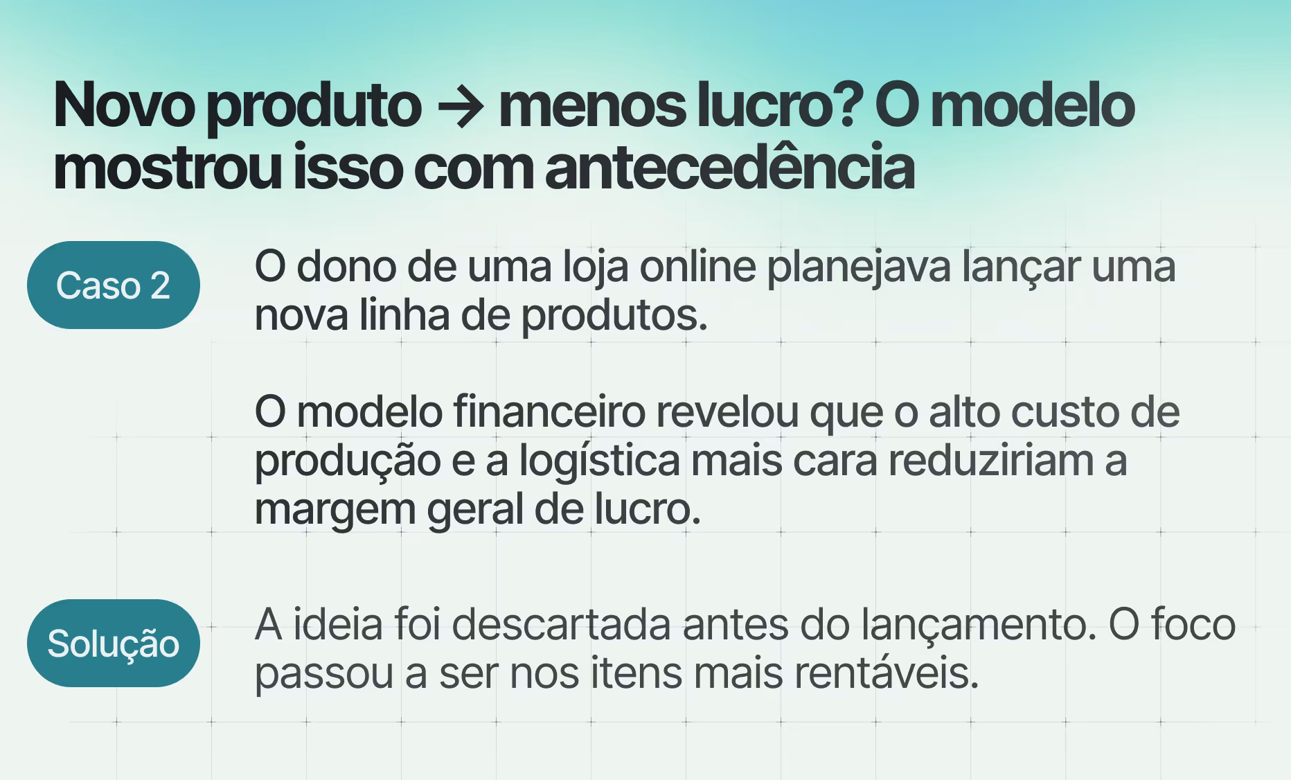 Estudos de caso do modelo financeiro desenvolvido pelos especialistas financeiros da Finmap 