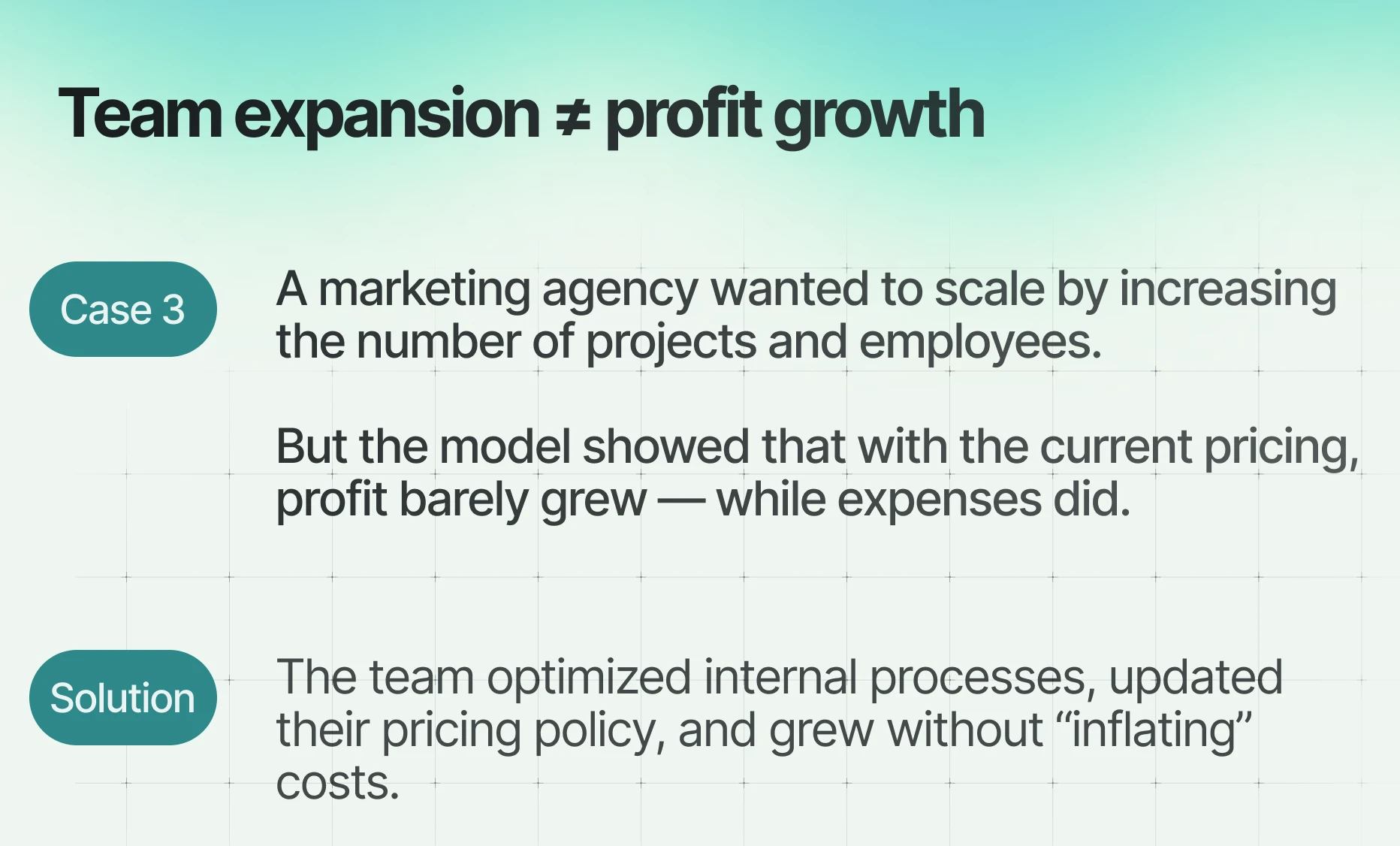 Case studies of the financial model developed by Finmap financial experts