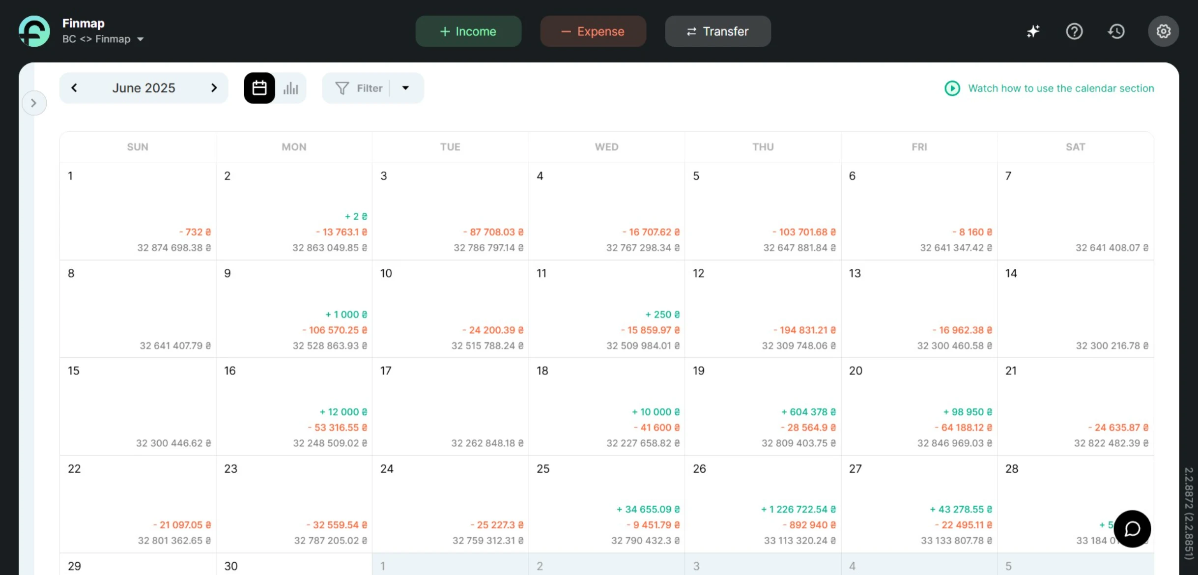 Finmap Payment Calendar