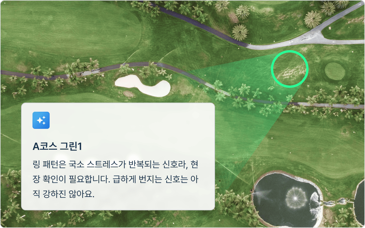 An AI-analyzed screen that predicts lesions based on a high-resolution map of grass