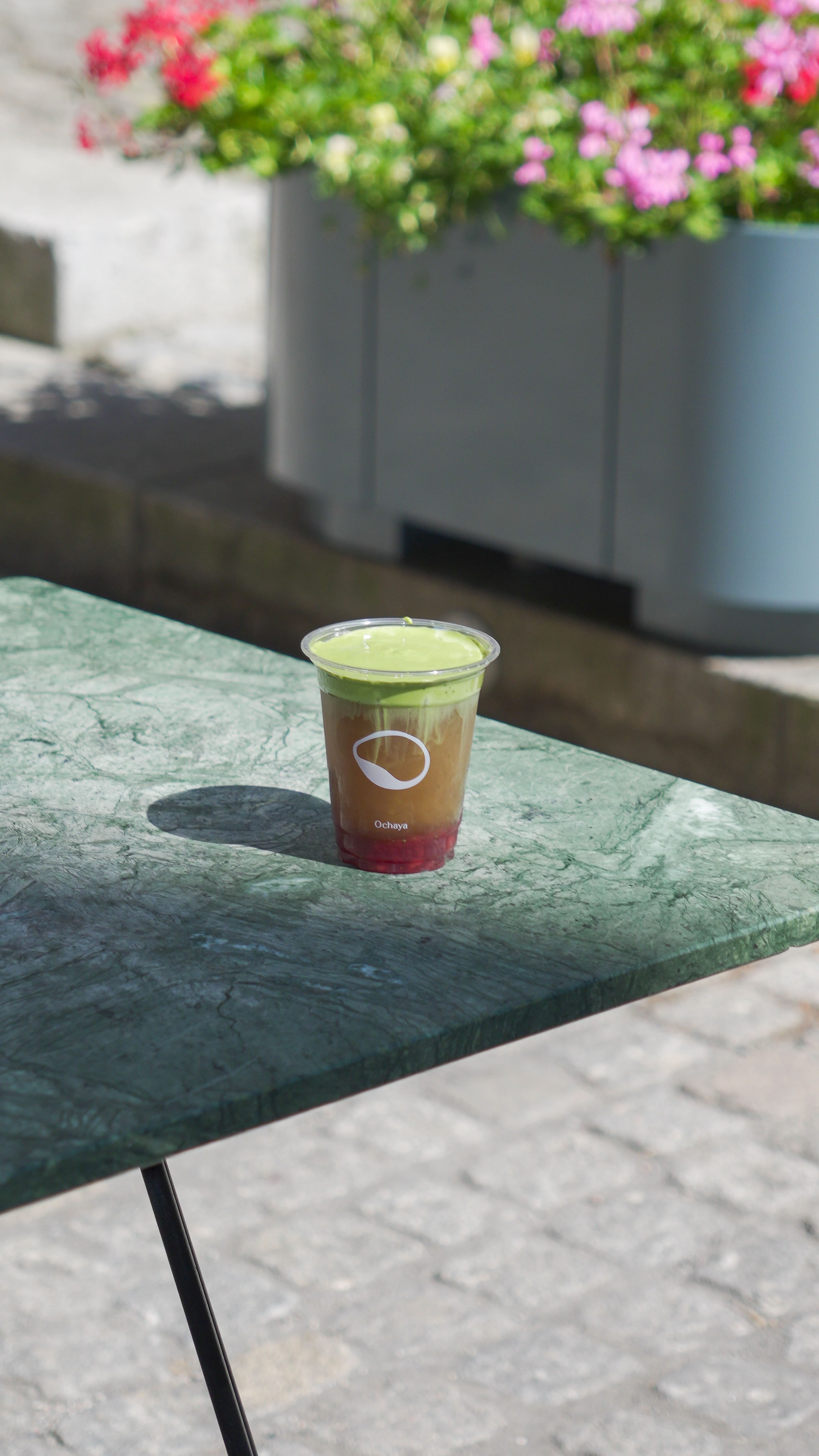 Strawberry matcha latte