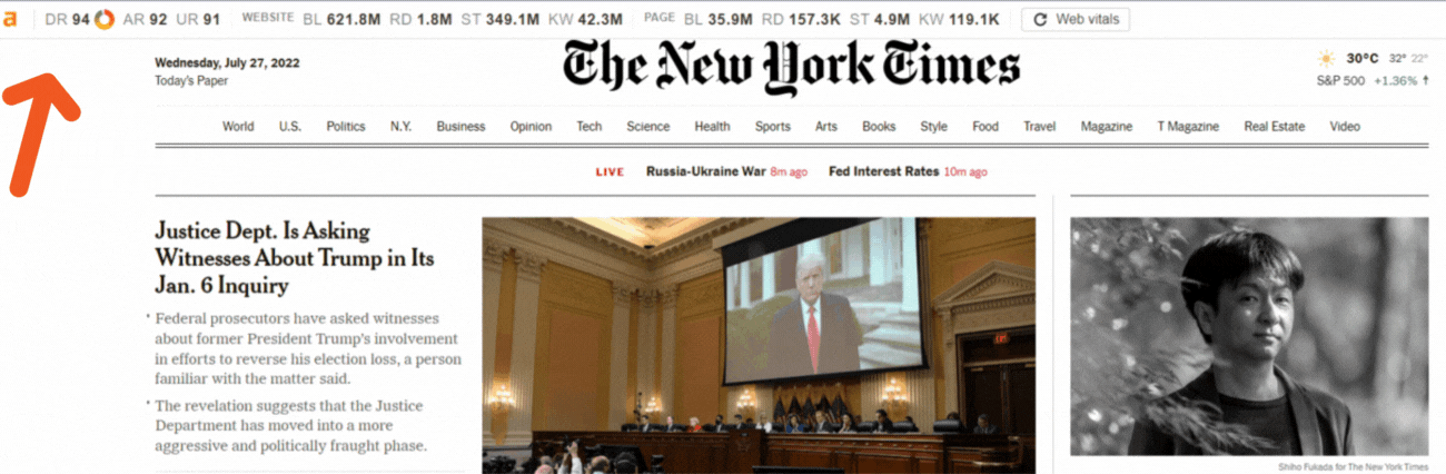 Domain Rating (DR) of the New York Times