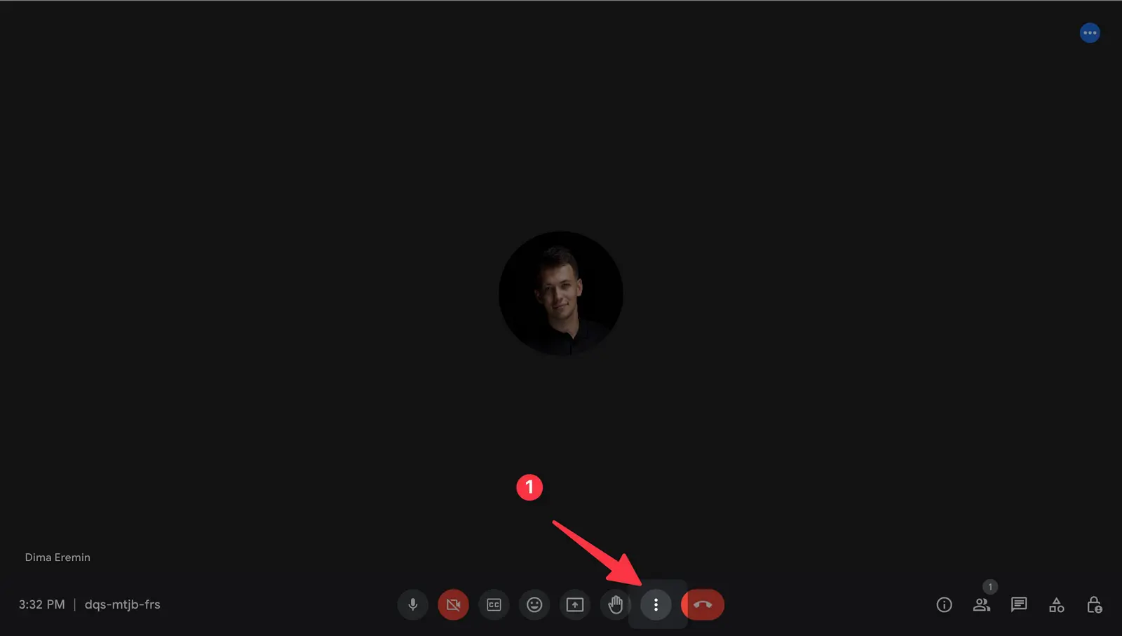Google Meet "more option" button 