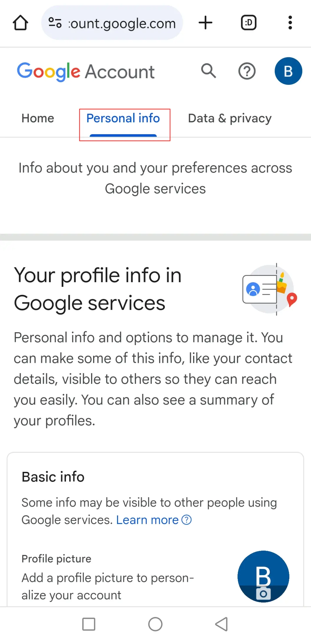 How to change Personal Info in Google Meet on Android Device