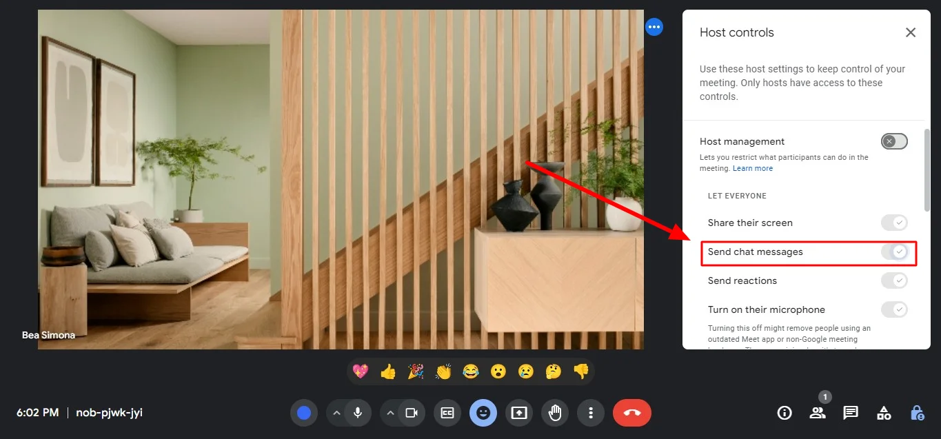 How to disable the chat feature in Google Meet