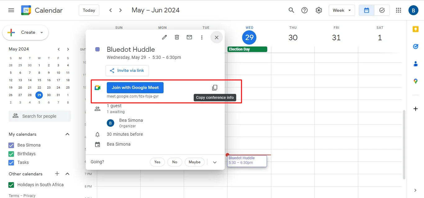 How to join a meeting using event details